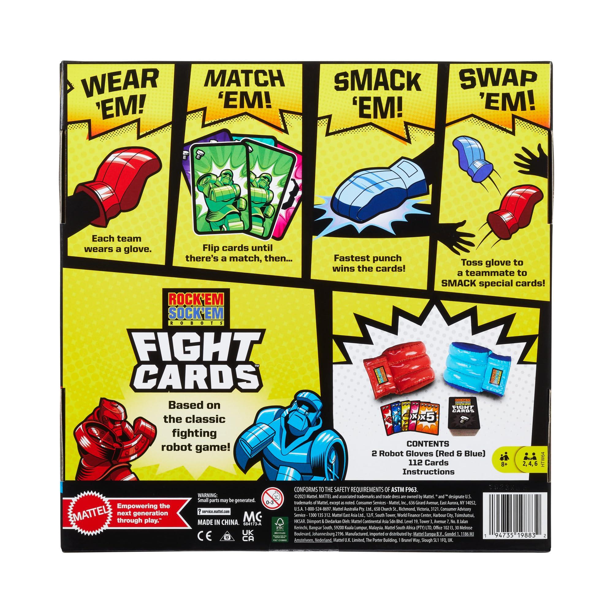 Mattel Games Rock ‘Em Sock ‘Em Robots Fight Cards Card Game, Team Party Game for Kids & Adults with 2 Boxing Gloves - Image 6