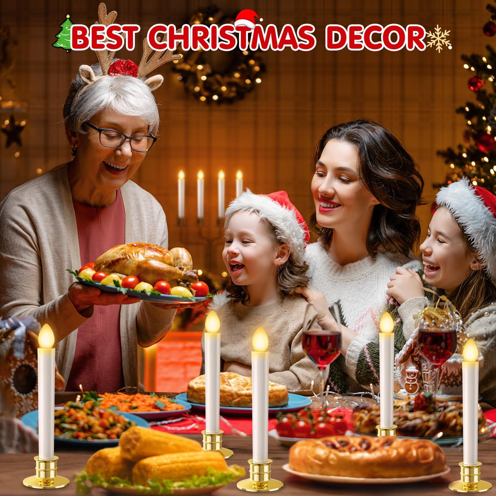 Christmas Window Lights 6 Pack Battery Operated Candles With Remote Control Timer Gold Holders Flameless LED Decorations for Window Decor Party Xmas Table Top - Image 4