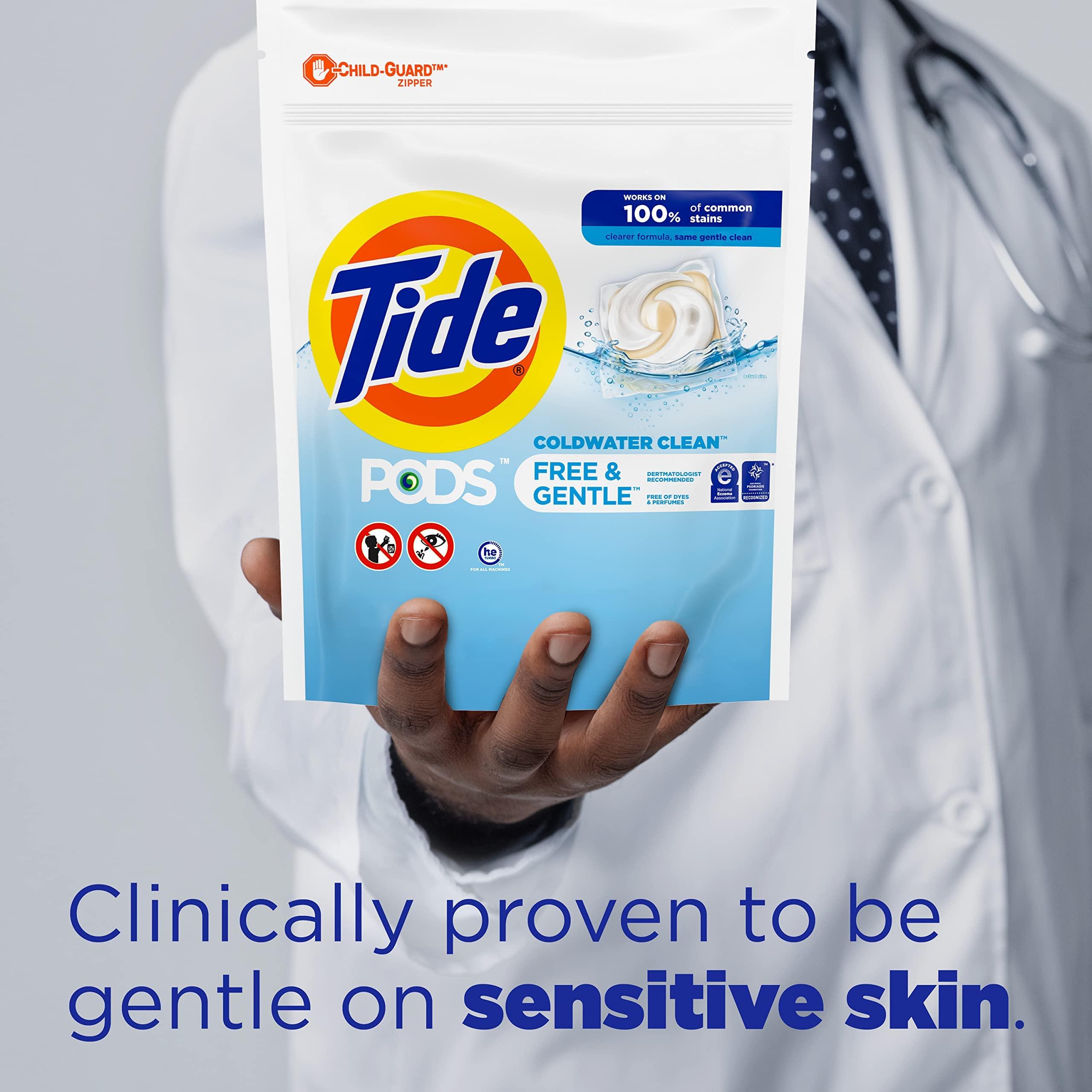 Tide PODS Free & Gentle, Laundry Detergent Soap Pods, Unscented, 3 Bag Value Pack, 111 Count, HE Compatible - Image 5