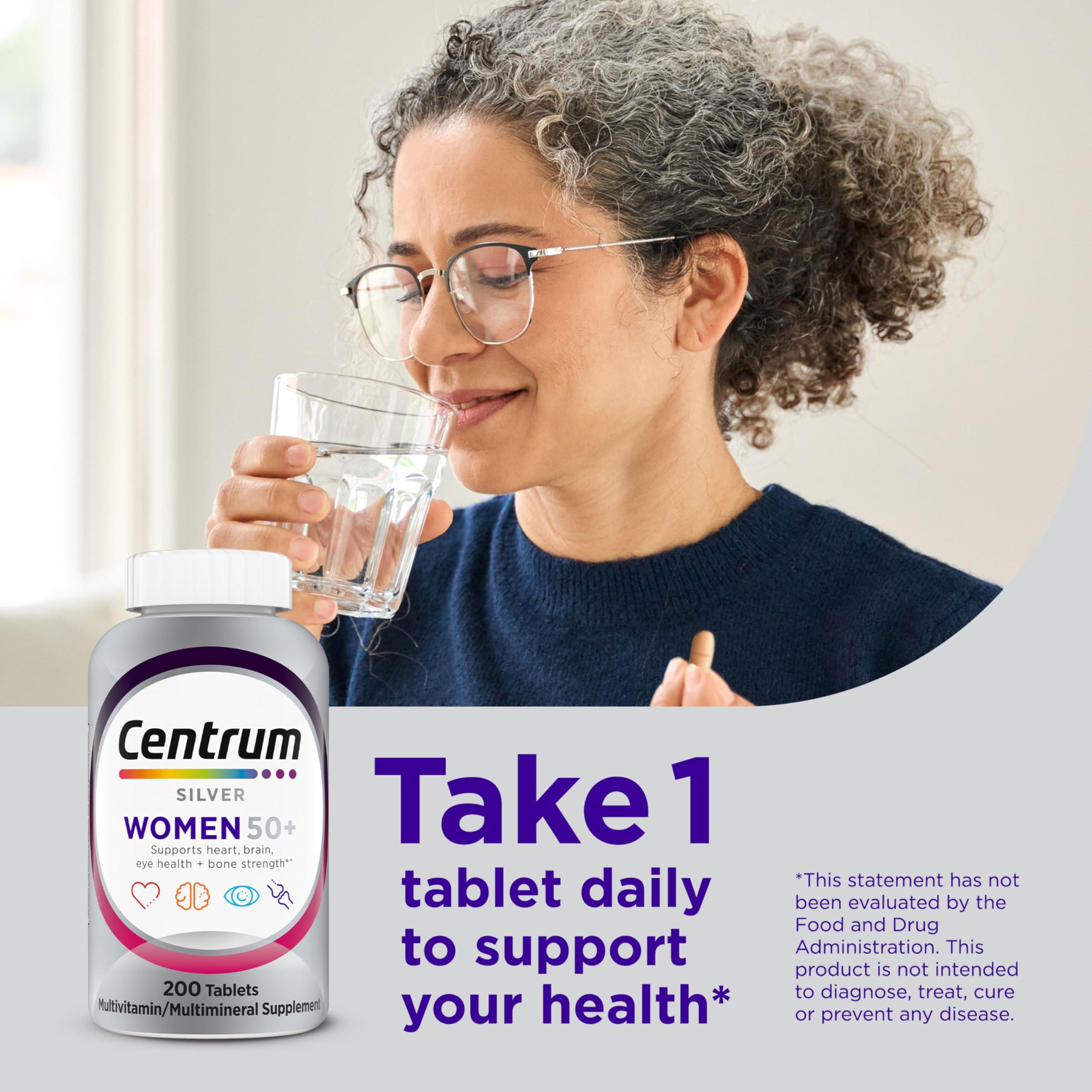 Centrum Silver Women's Multivitamin for Women 50 Plus, Multivitamin/Multimineral Supplement with Vitamin D3, B Vitamins, Non-GMO Ingredients, Supports Memory and Cognition in Older Adults - 200 Ct - Image 4