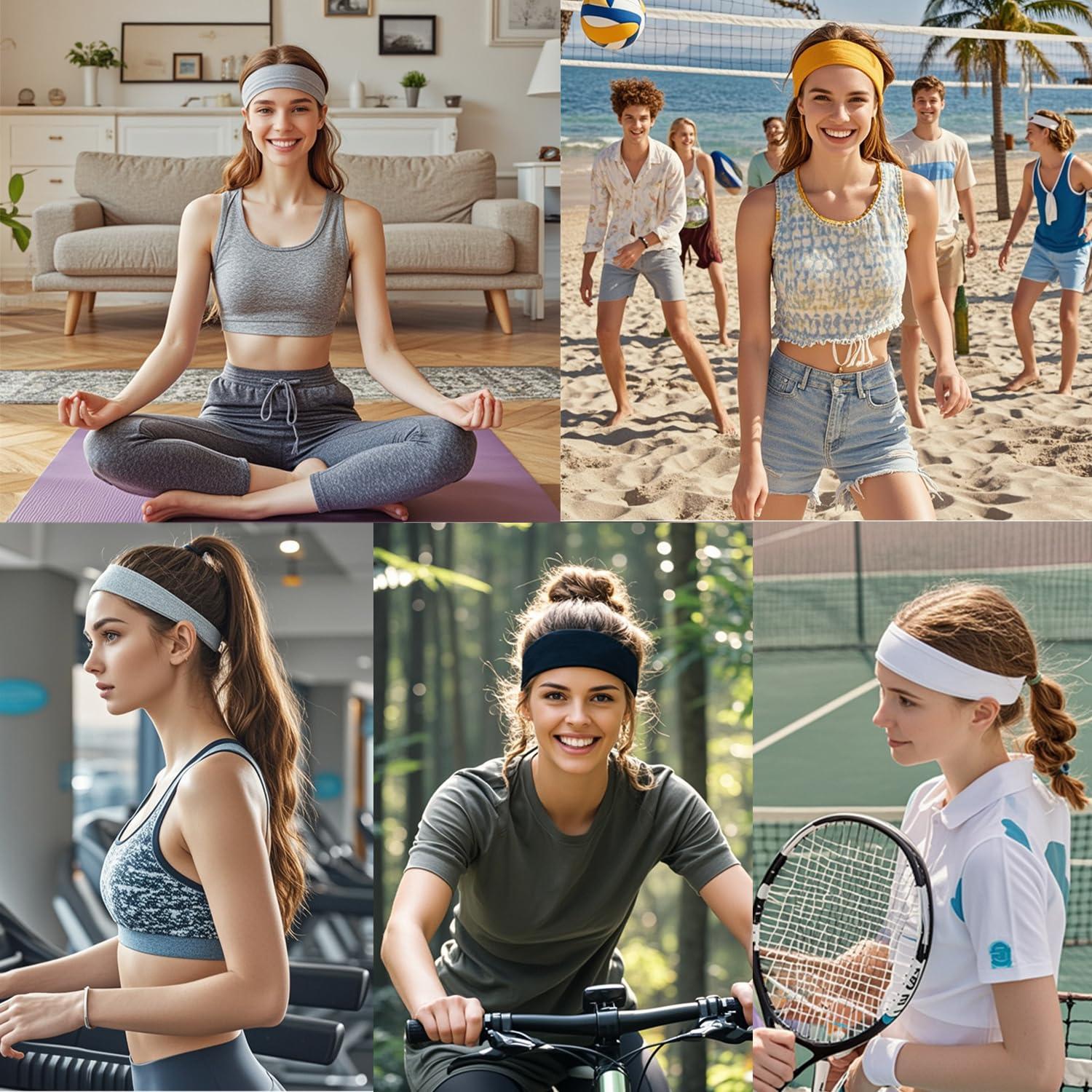 9Pcs Headbands for women Non Slip Headband, Soft Elastic Hair Bands for Women's Hair, Fashion Cotton Cloth Stretchy Sweat Bands Headbands for Sports, Makeup, Gym, Running, Yoga, Workout (9Colors-A) - Image 7