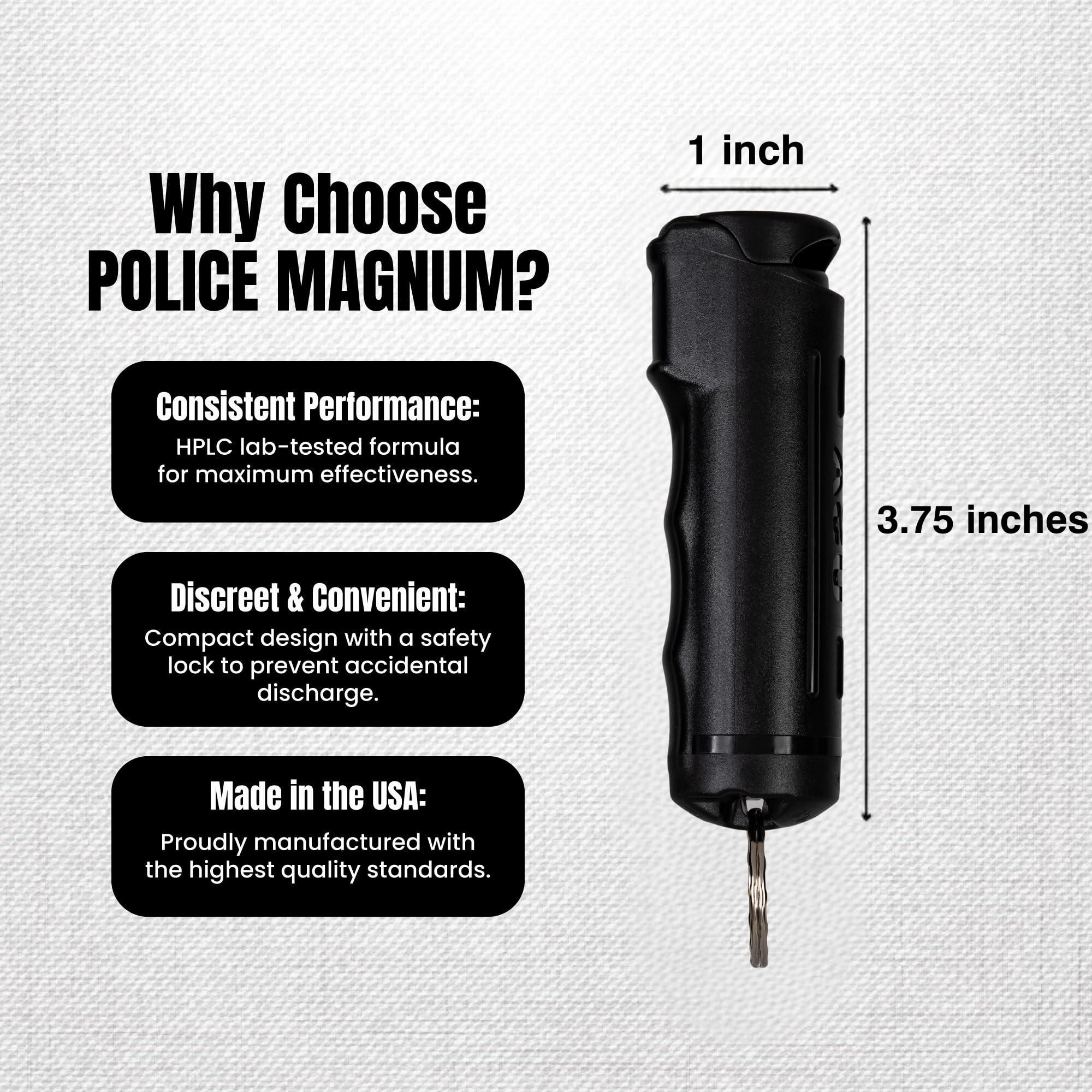 Police Magnum Keychain Pepper Spray Flip Top Safety 3 Pack 1/2oz- Maximum Heat Strength OC with Dye- Tactical Small Compact Case- for Women & Men's Self Defense- Made in The USA - Image 5