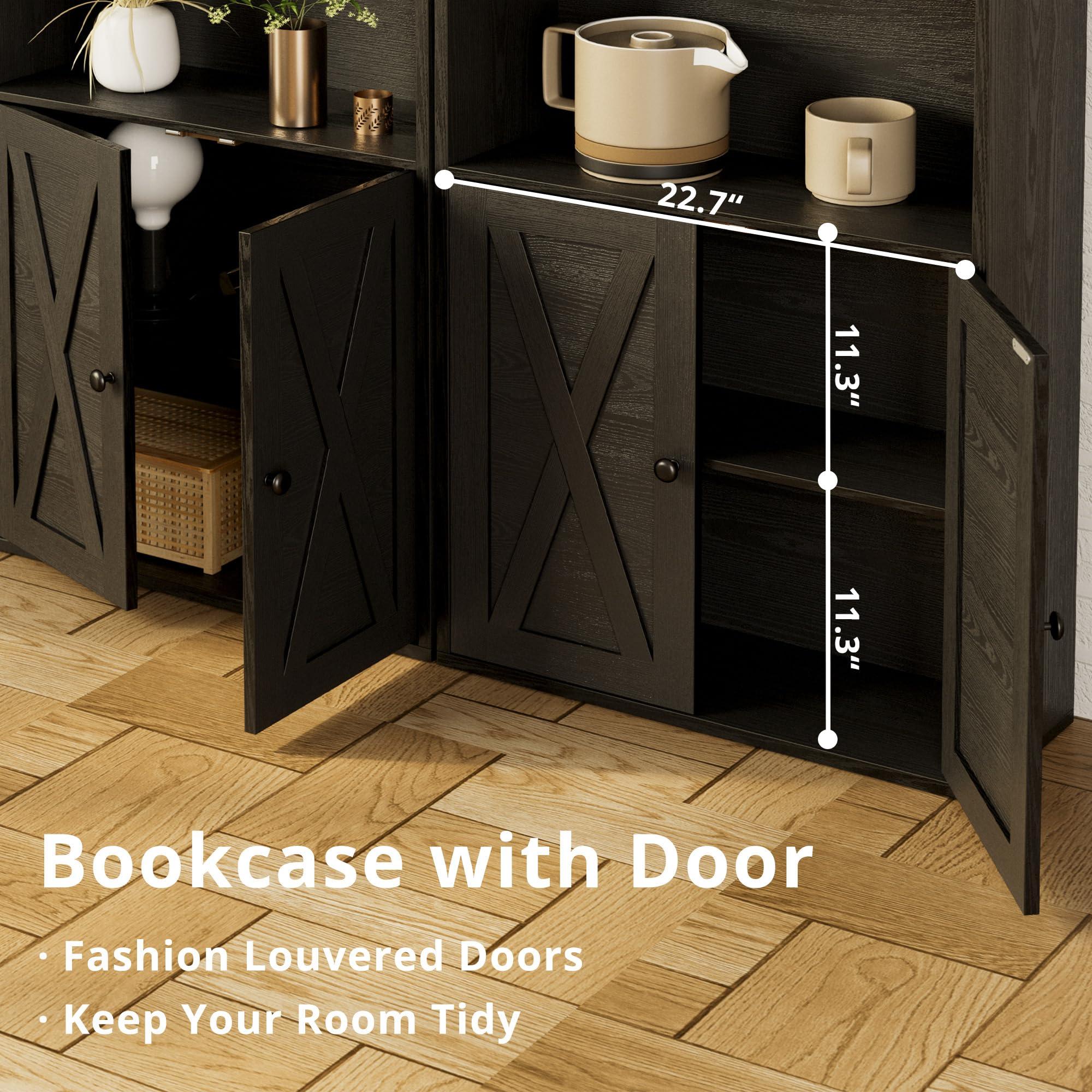 IRONCK Industrial Bookshelves and Bookcases with Doors Floor Standing 6 Shelf Display Storage Shelves 70 in Tall Bookcase for Home Office, Living Room - Image 6