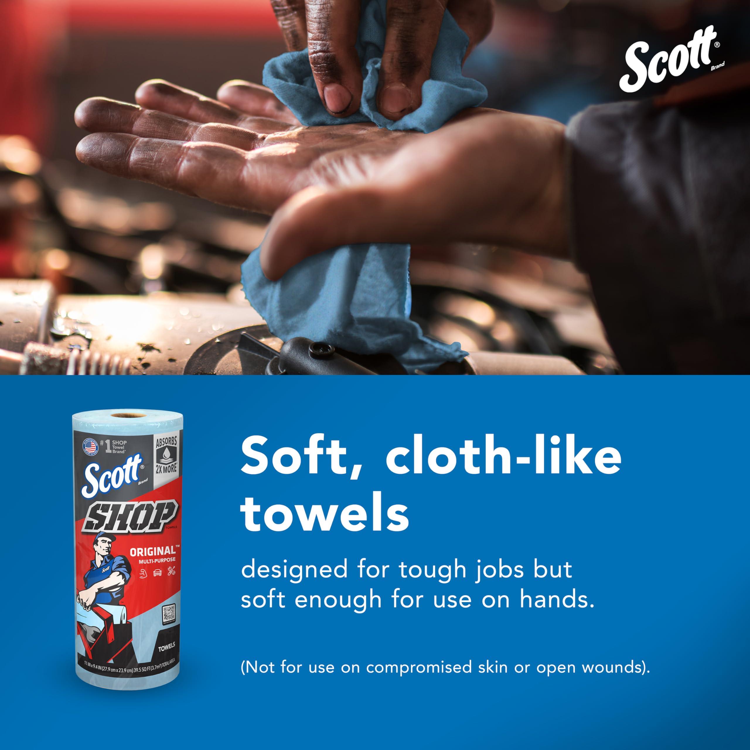 Scott Shop Towels Original, Big Rolls, 4 Packs of 6 Rolls, 11"x9.4" Blue Sheets, 24 Rolls/Case, 1,440 Towels/Case - Image 8