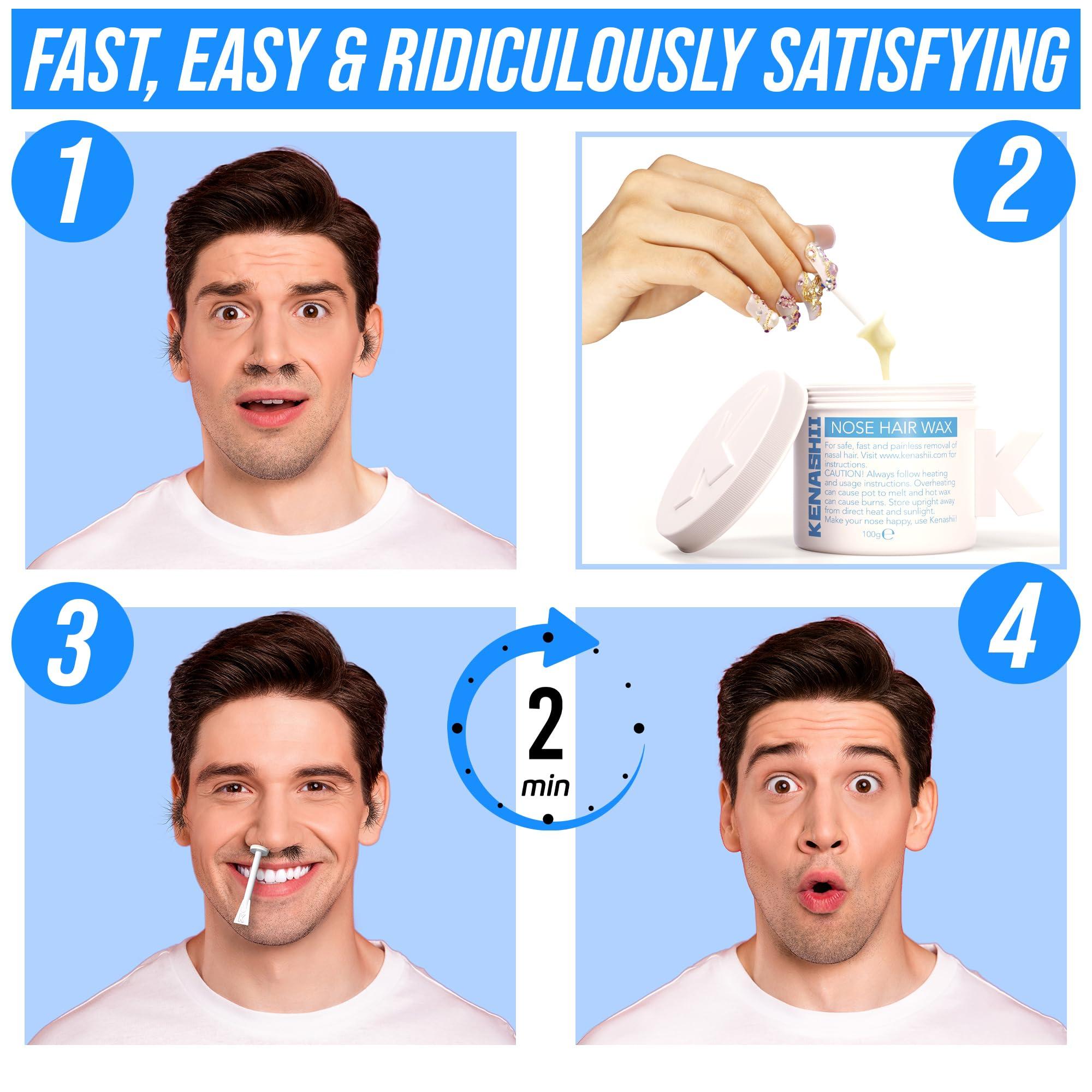 KENASHII Nose Wax Kit | 100 g Wax, 24 Applicators | Hair Removal Kit for Men and Women | Includes Balm Wipes and Mustache Guards | Lasts up to 5 Weeks - Image 2