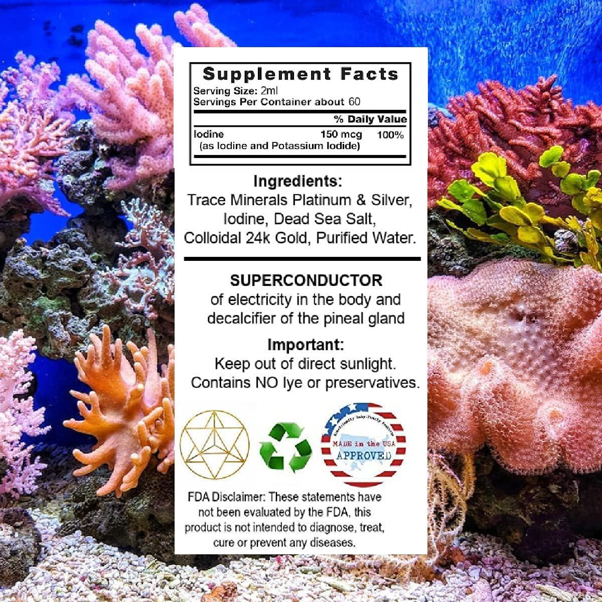 I Am Joy co. Ormus Ocean Nectar Monoatomic Gold with Iodine Designed to Decalcify The Pineal Gland, Support Thyroid and Increase Feelings of Alertness, Clarity of Thought and Energy 4oz - Image 2