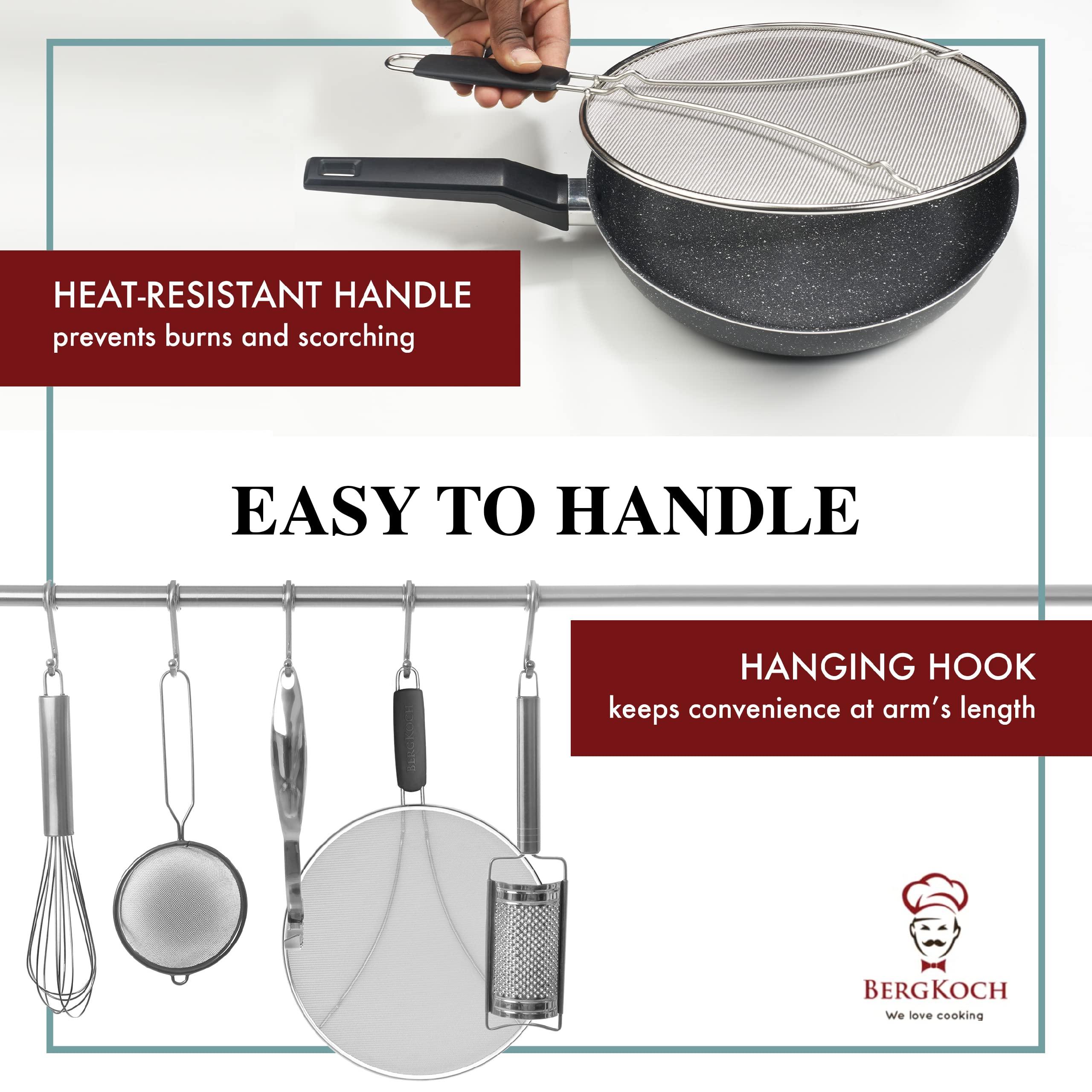 BergKoch Splatter Screen for Frying Pan - 13 Inch Stainless Steel Grease Splatter Guard - Cover Oil Splash when Sizzling Bacon, Cooking Fried Chicken or Popcorn - Image 7