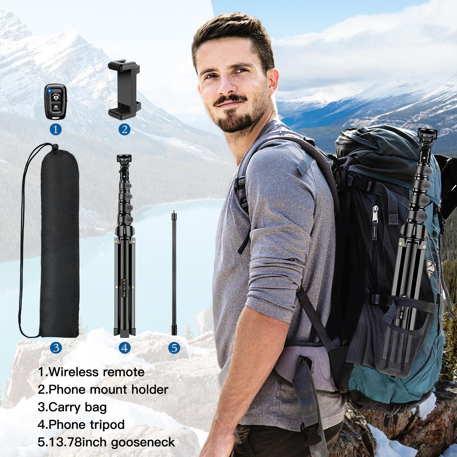 Phone Tripod Stand, 85" Tall Cellphone Tripod for iPhone with Gooseneck Remote, Flexible Portable Phone Stand for Recording, Compatible with iPhone 14 13 12 pro Android Camera - Image 8
