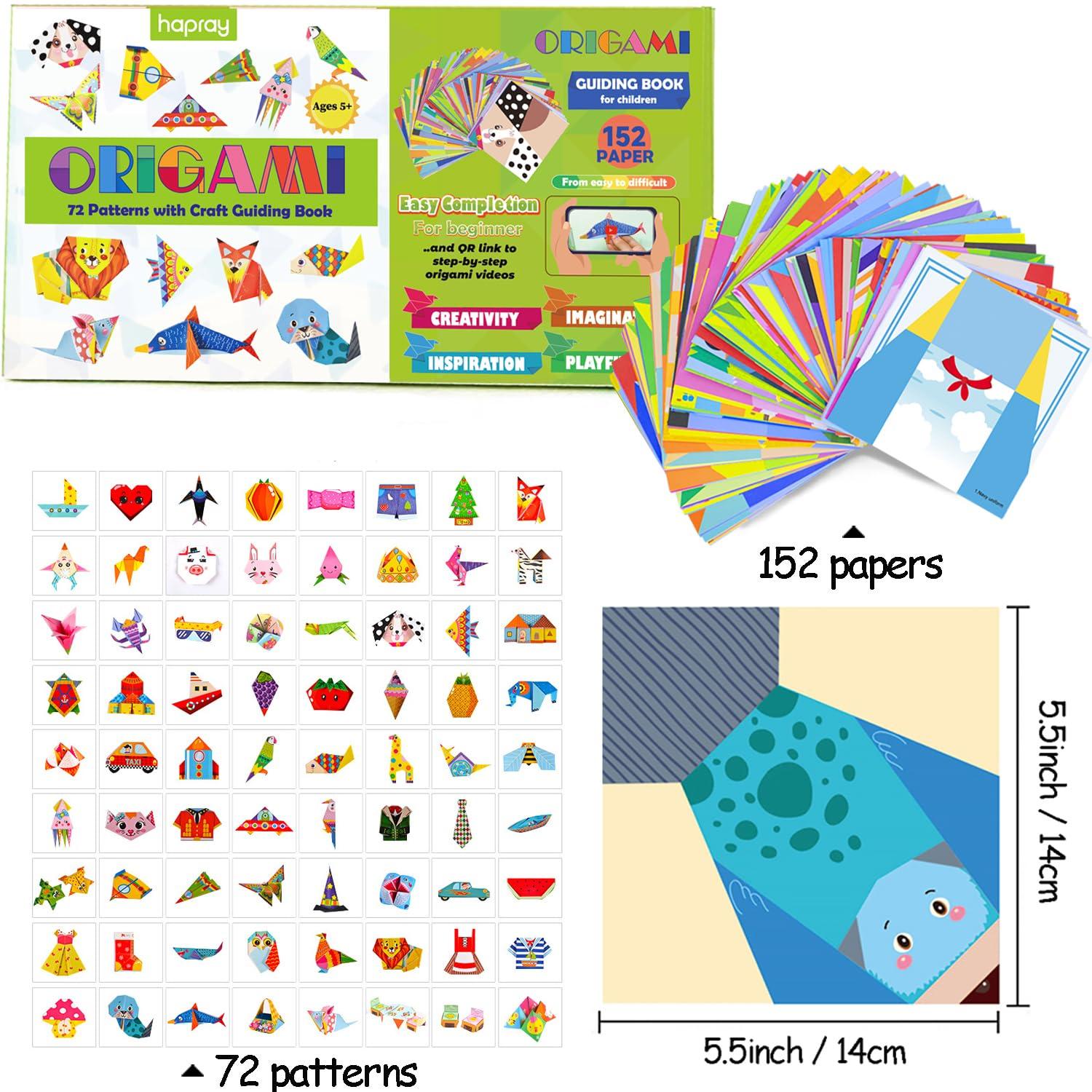 hapray Origami Kit for Kids Ages 5-8 8-12, with Guiding Book, 152 Paper with 72 Patterns, DIY Art and Craft Projects, Beginners Children's Day Gift Boy Girl - Image 2