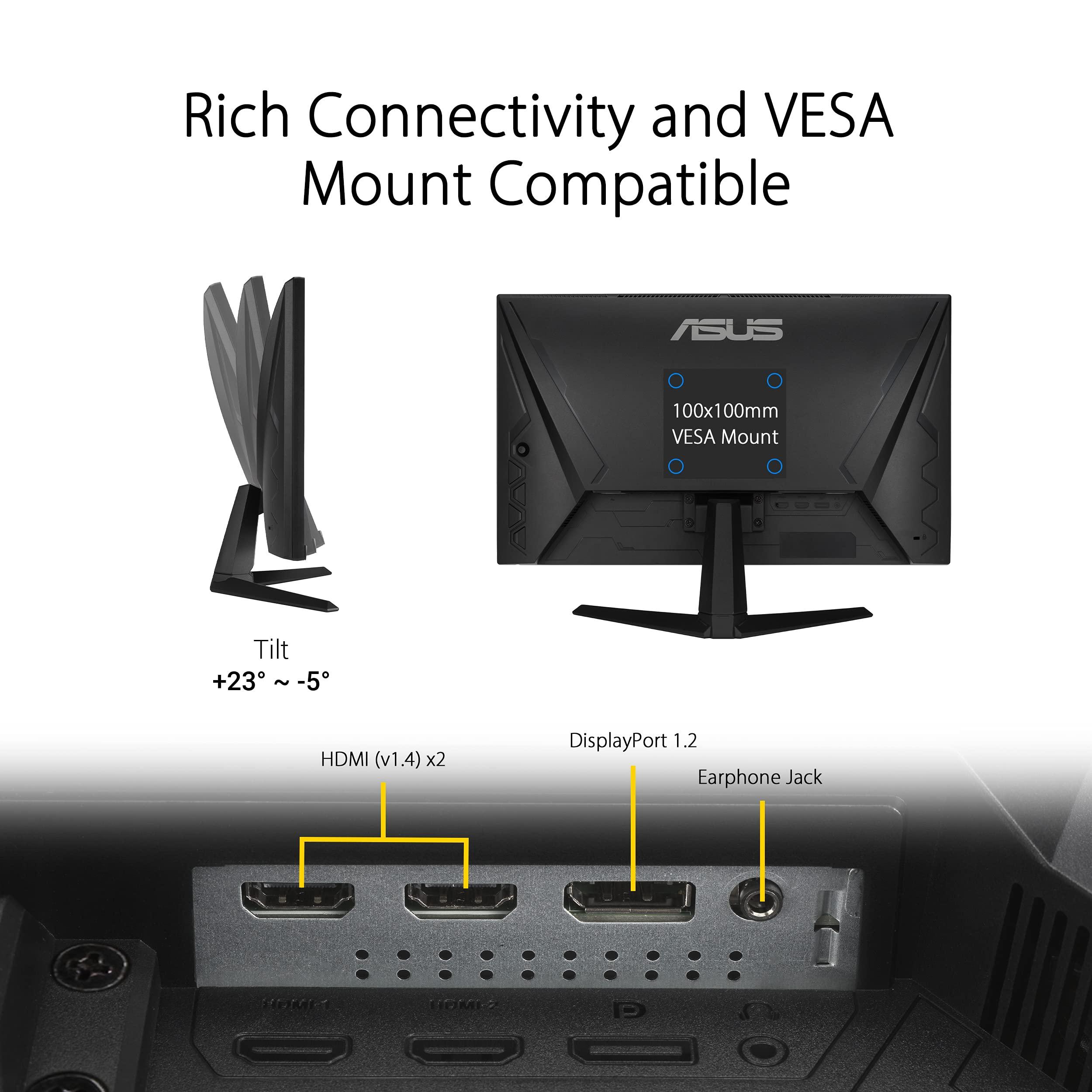 ASUS TUF Gaming 23.8” 1080P Monitor (VG247Q1A) - Full HD, 165Hz (Supports 144Hz), 1ms, Extreme Low Motion Blur, Adaptive-sync, FreeSync Premium, Shadow Boost, Speakers, Eye Care, HDMI, DisplayPort - Image 5