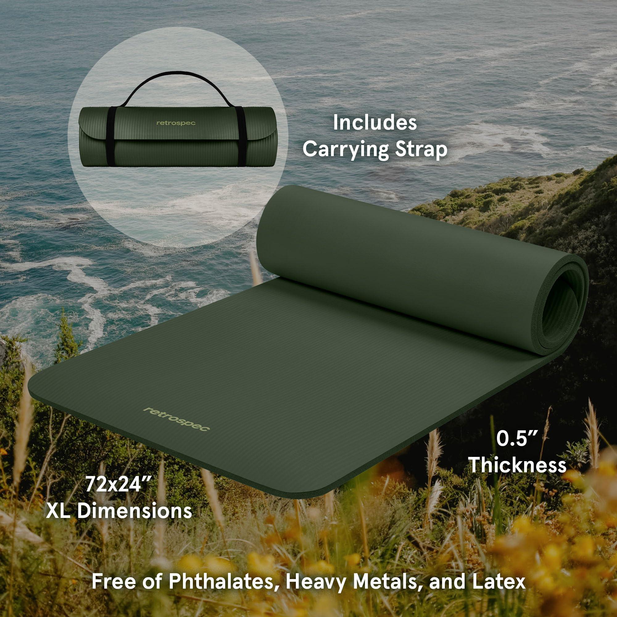 Retrospec Solana Yoga Mat 1/2" Thick w/Nylon Strap for Men & Women - Non Slip Exercise Mat for Yoga, Pilates, Stretching, Floor & Fitness Workouts - Image 2