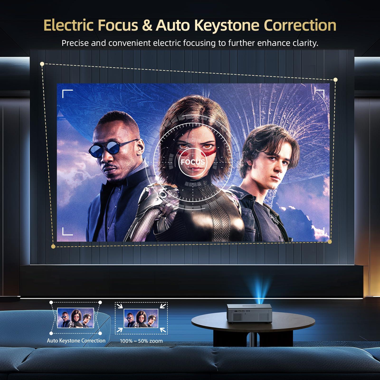 [Netflix Officially & Dolby Audio] Smart Projector with WiFi6 and Bluetooth5.3, Electric Focus & Auto Keystone 4K Support, 22000L Movie Projectors, OWNKNEW Native 1080P Proyector Built-in Apps - Image 4