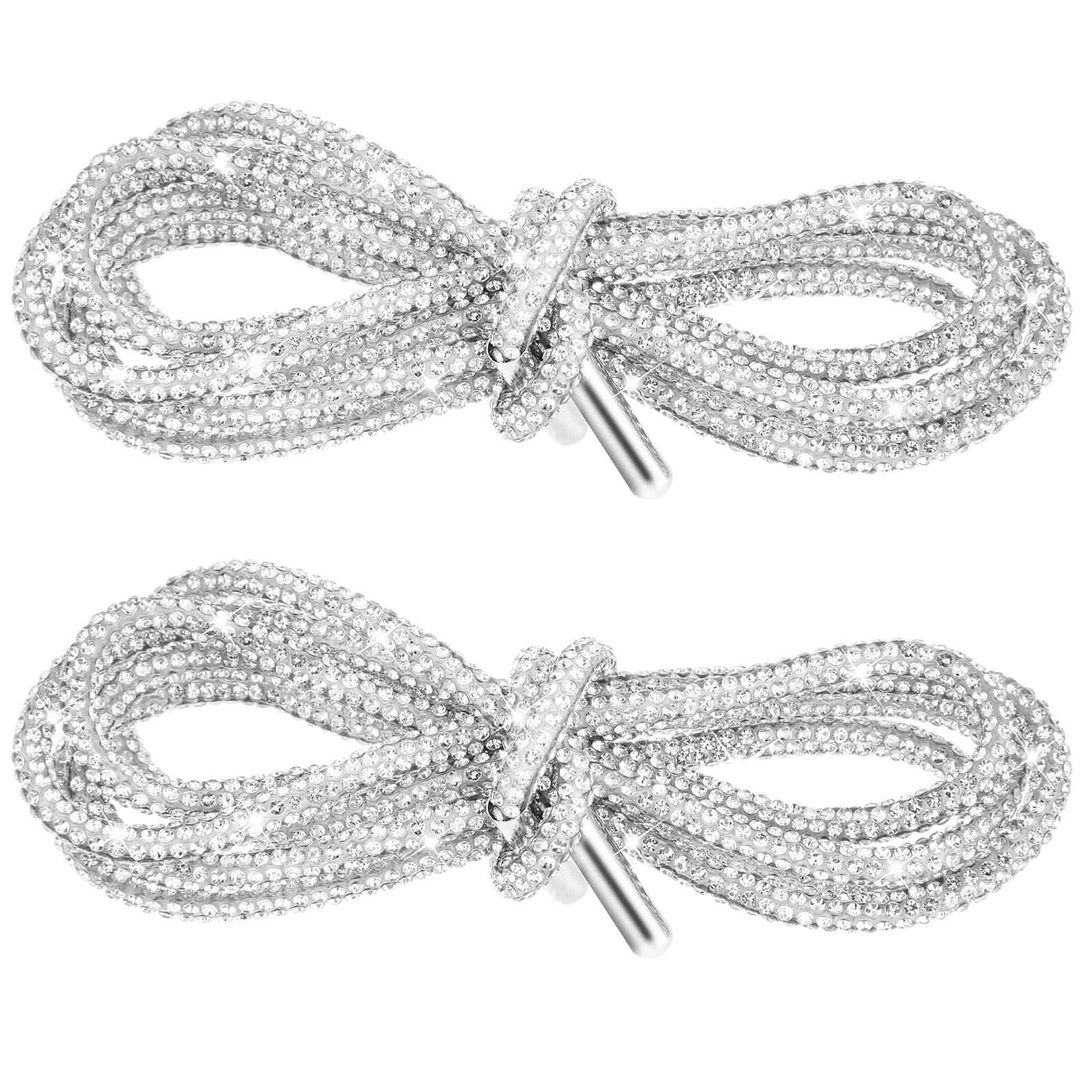 Teaaha 1Pairs (2 laces) Rhinestone Shoe Laces, Rhinestone Glitter Rope Rhinestone Laces Bling Shoe Laces, Bling Hoodie String