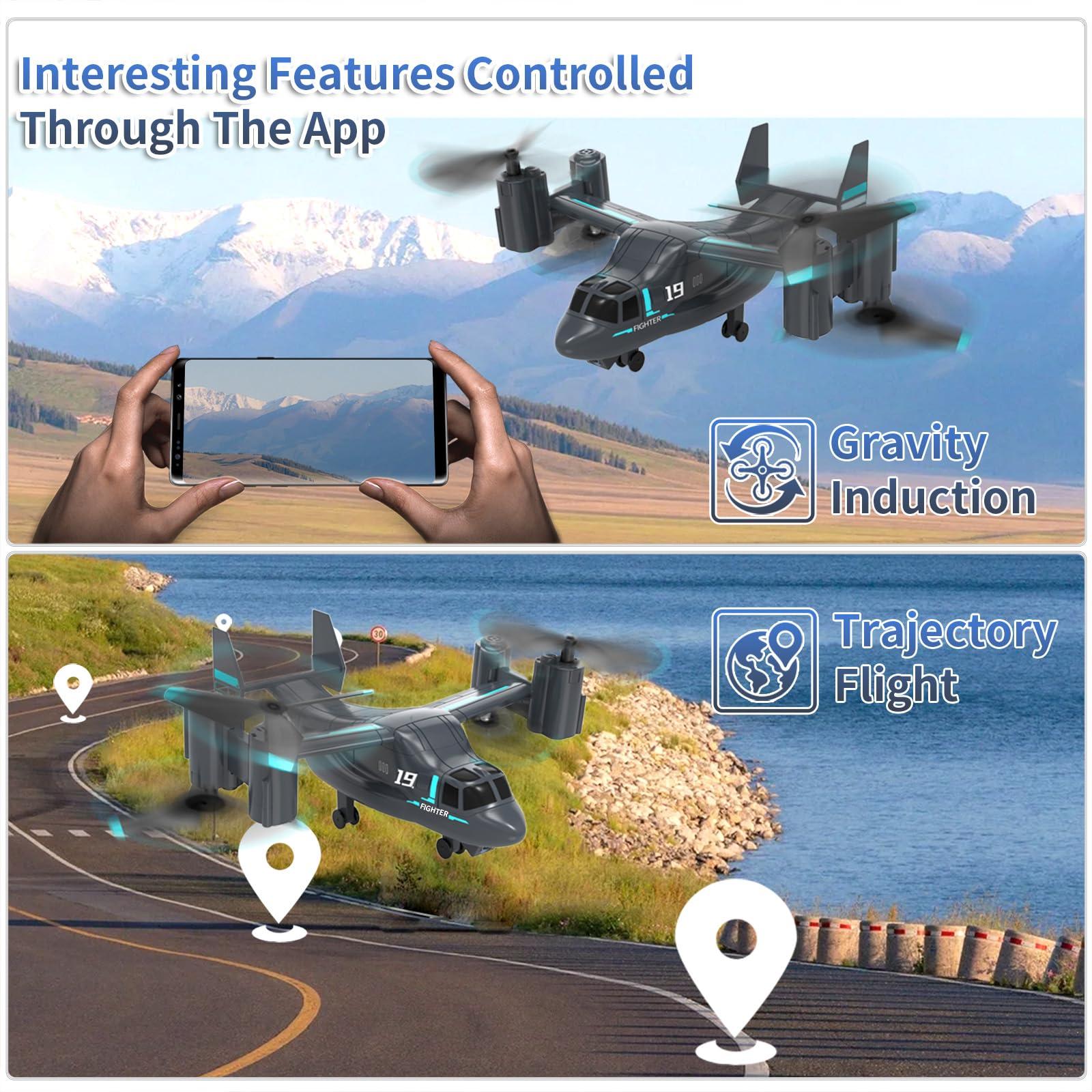 Helicopter Remote Control, LM19 Ospery Military RC Helicopter with Live Camera for Military Fans, Flying and Land Gliding Mode, One Key take Off/Landing, Remote Control Helicopter for Boys 12-15 - Image 5