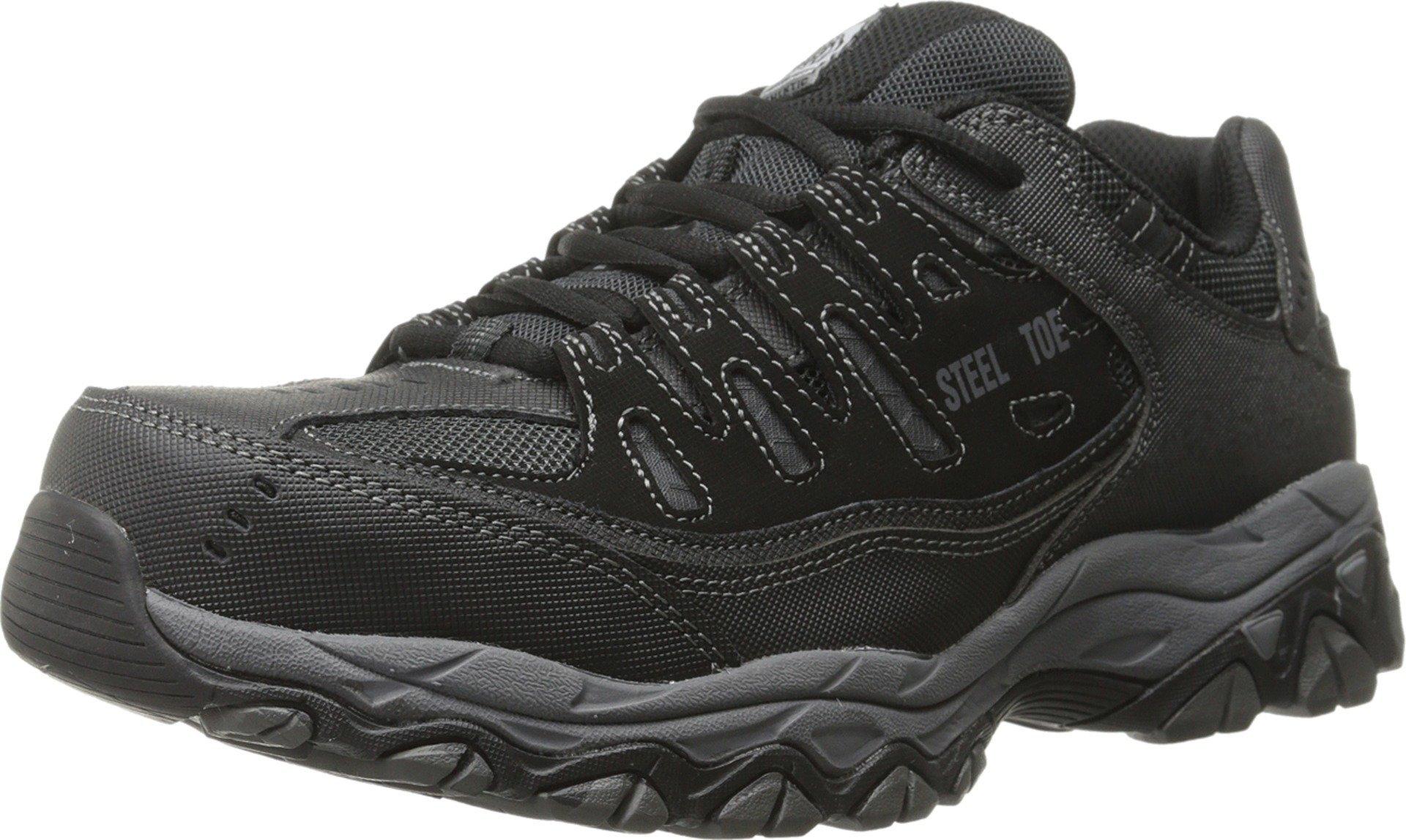 Skechers Men's Cankton Steel Toe Construction Shoe – Electrical Hazard Rated, Memory Foam, Black/Charcoal, 10 Wide