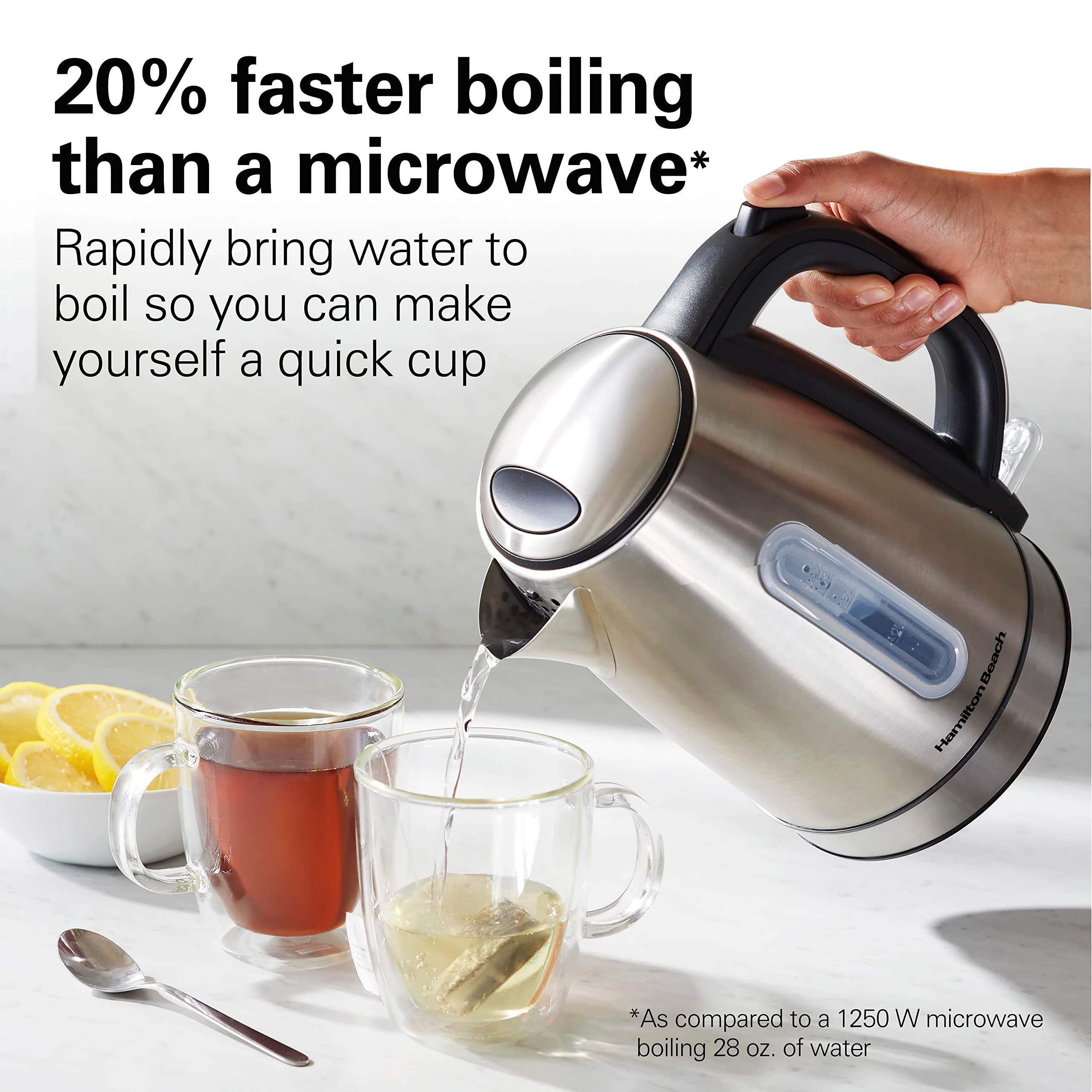 Hamilton Beach Electric Tea Kettle, Water Boiler & Heater, 1.7 Liter, Cordless Serving, 1500 Watts for Fast Boiling, Auto-Shutoff and Boil-Dry Protection, Stainless Steel with LED Light Ring (41037) - Image 7