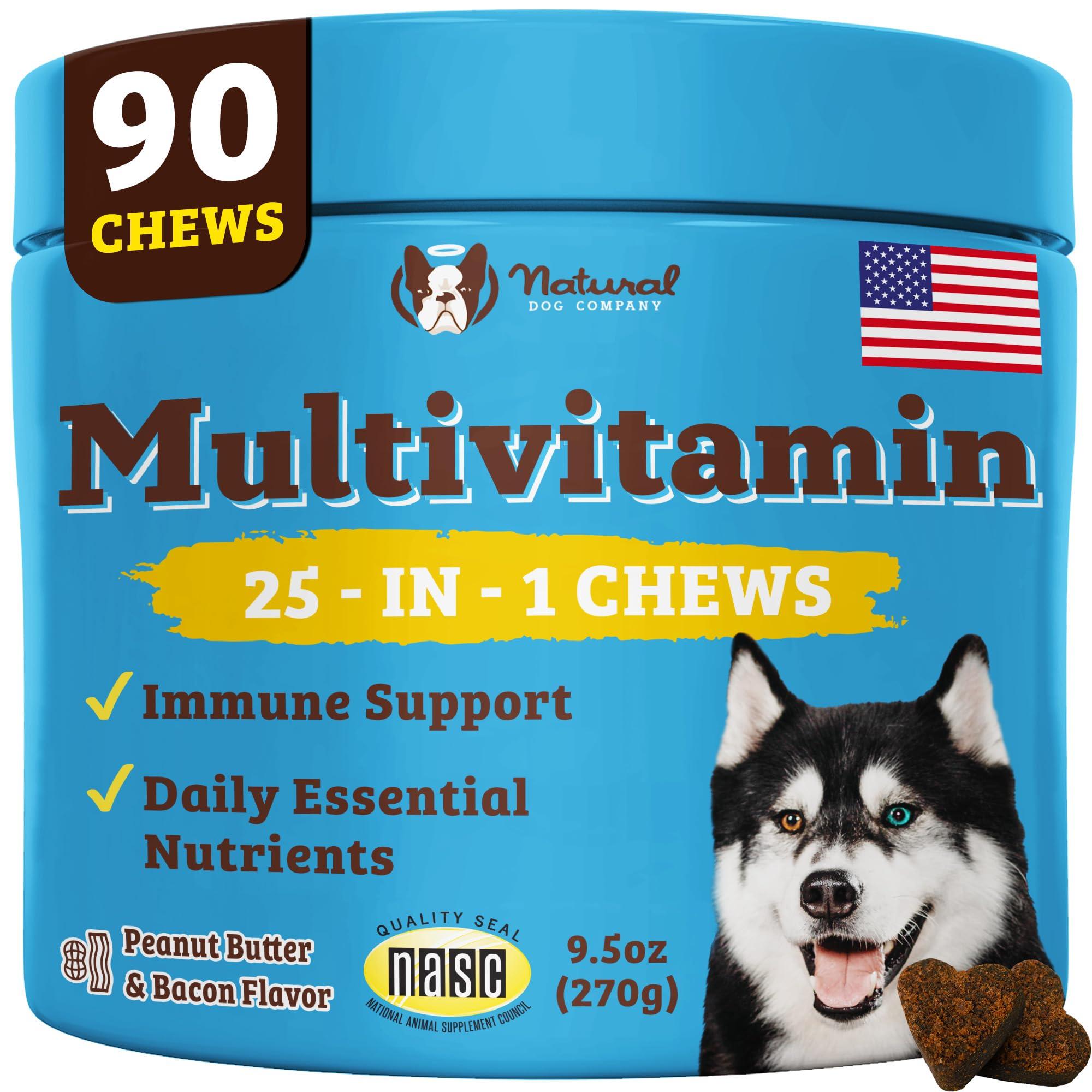 Natural Dog Company Multivitamin Chews (90 Pieces), Dog Vitamins and Supplements, Peanut Butter & Bacon Flavor, for Dogs of All Ages, Sizes, & Breeds, Supports Immune System, Antioxidant - Image 9
