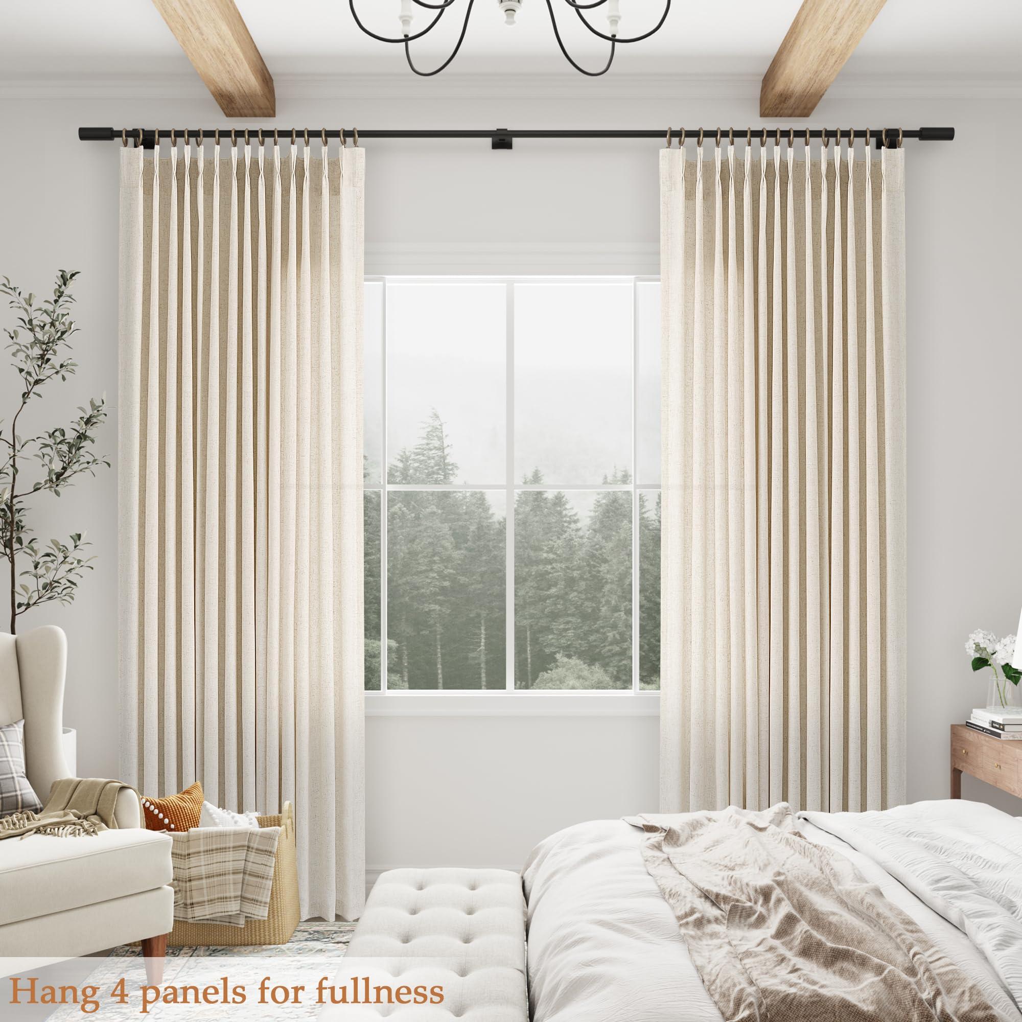 Aersas Natural Pinch Pleated Linen Curtains 84 Inch Length 2 Panels for Living Room Bedroom Cream Semi Sheer Window Curtain Boho Neutral Back Tab Pinch Pleat Drape with Hooks 84 Inches Long - Image 6