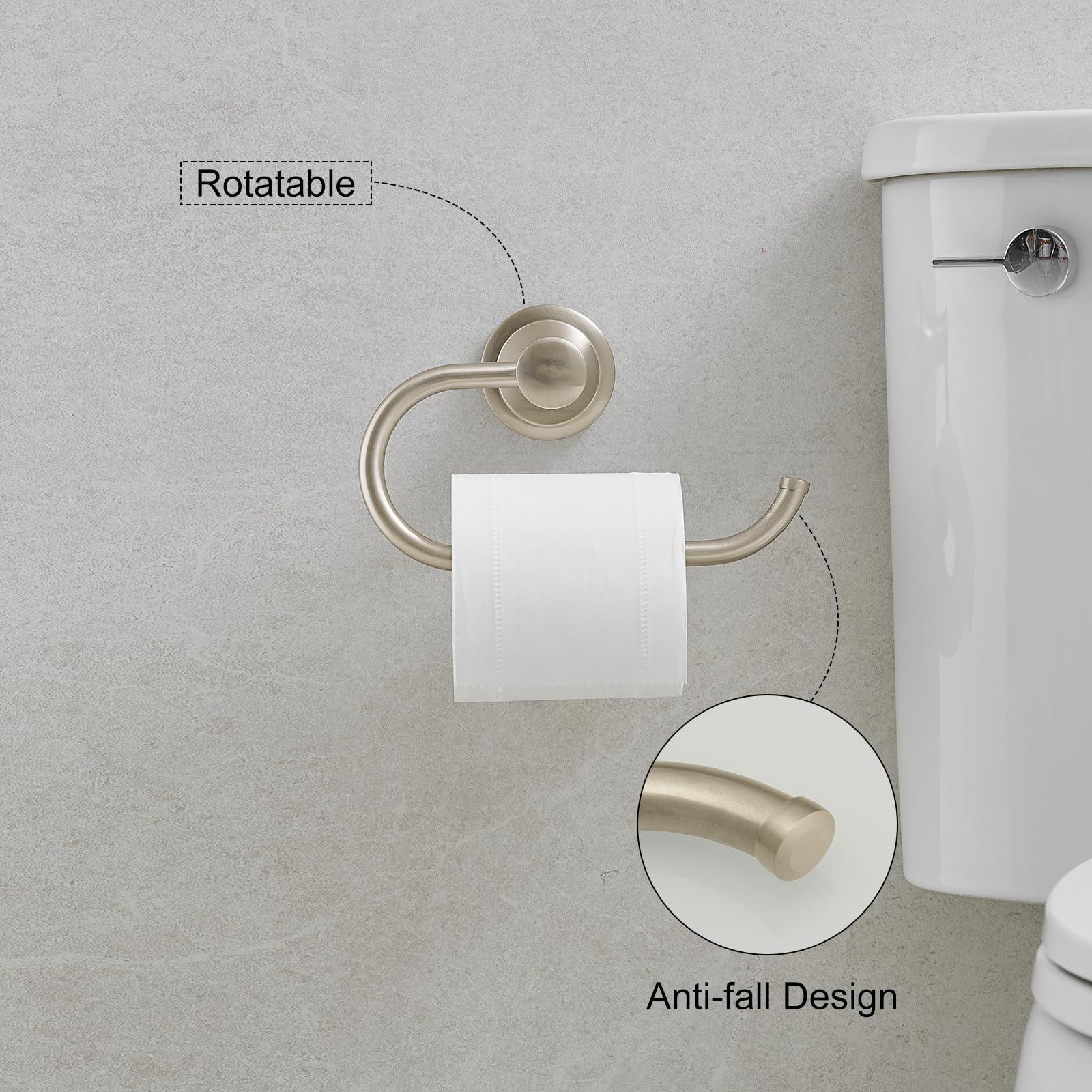 Hoimpro Brushed Nickel 2-Piece Bathroom Bath Set, Wall Mounted Bathroom Hardware Fixture (Towel Ring Holder, Toilet Paper Towel Holder), Bathroom Accessories, Stainless Steel and Zinc Alloy - Image 4