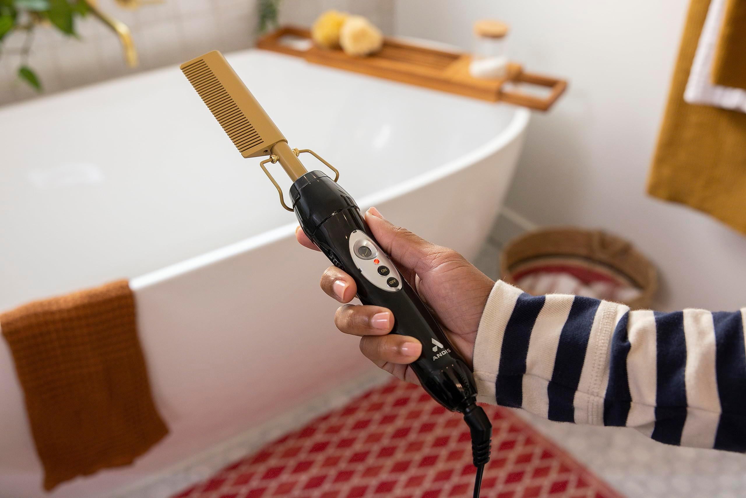 Andis 38335 Professional Heat Ceramic Press Comb for Hair, Straightener - 450F High Heat with Dual Voltage - 20 Adjustable Heat-Settings, 30 Min Auto Shut-Off, Gold, Ceramic Gold - Image 5