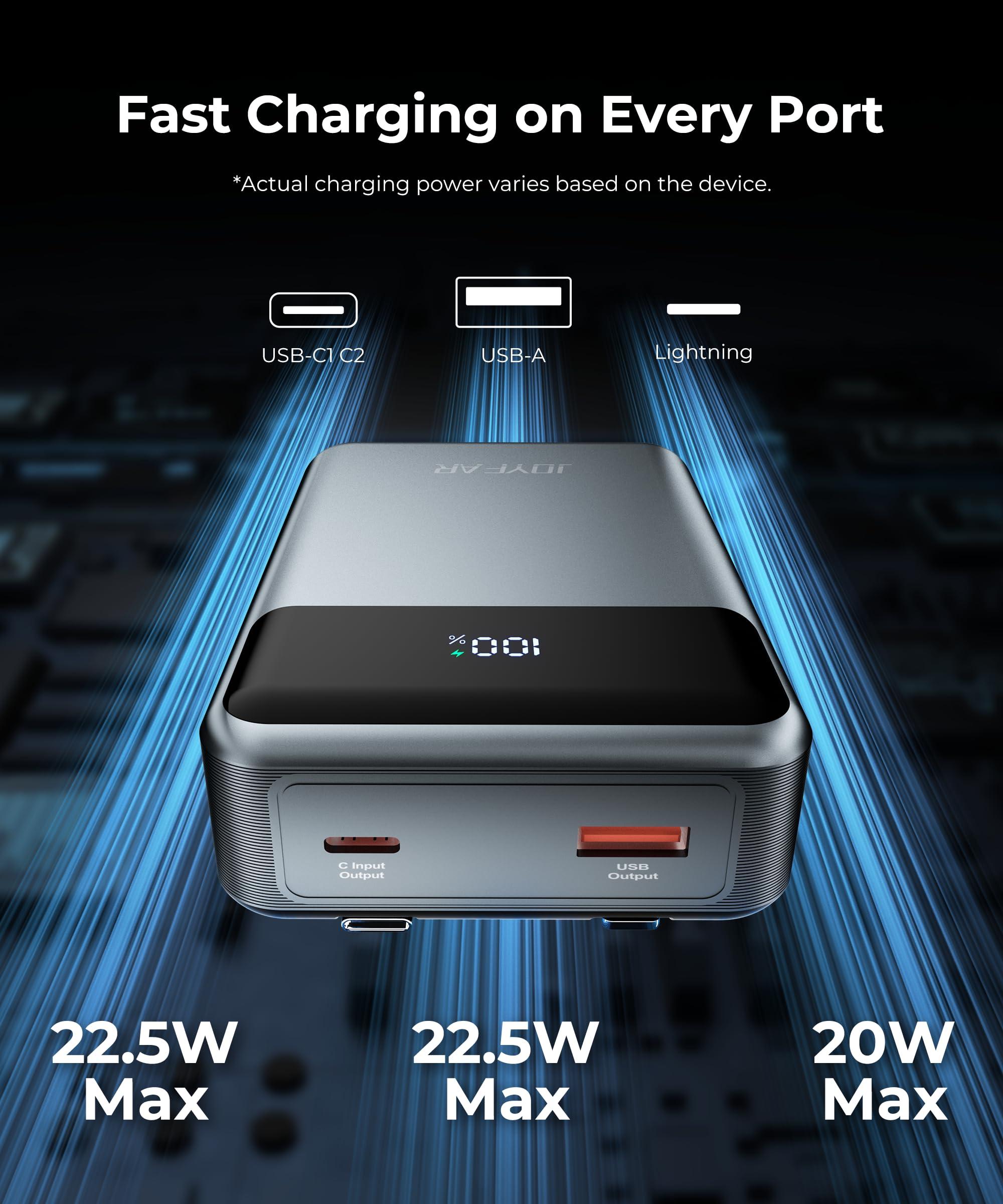 JOYFAR Portable-Charger-Power-Bank Travel Essentials Battery Pack USB C 30000mAh Built in Cable 22.5W Phone Fast Charging Powerbank Compatible with iPhone 16 15 14 13 12 11 iPad Samsung Google Xiaomi - Image 2
