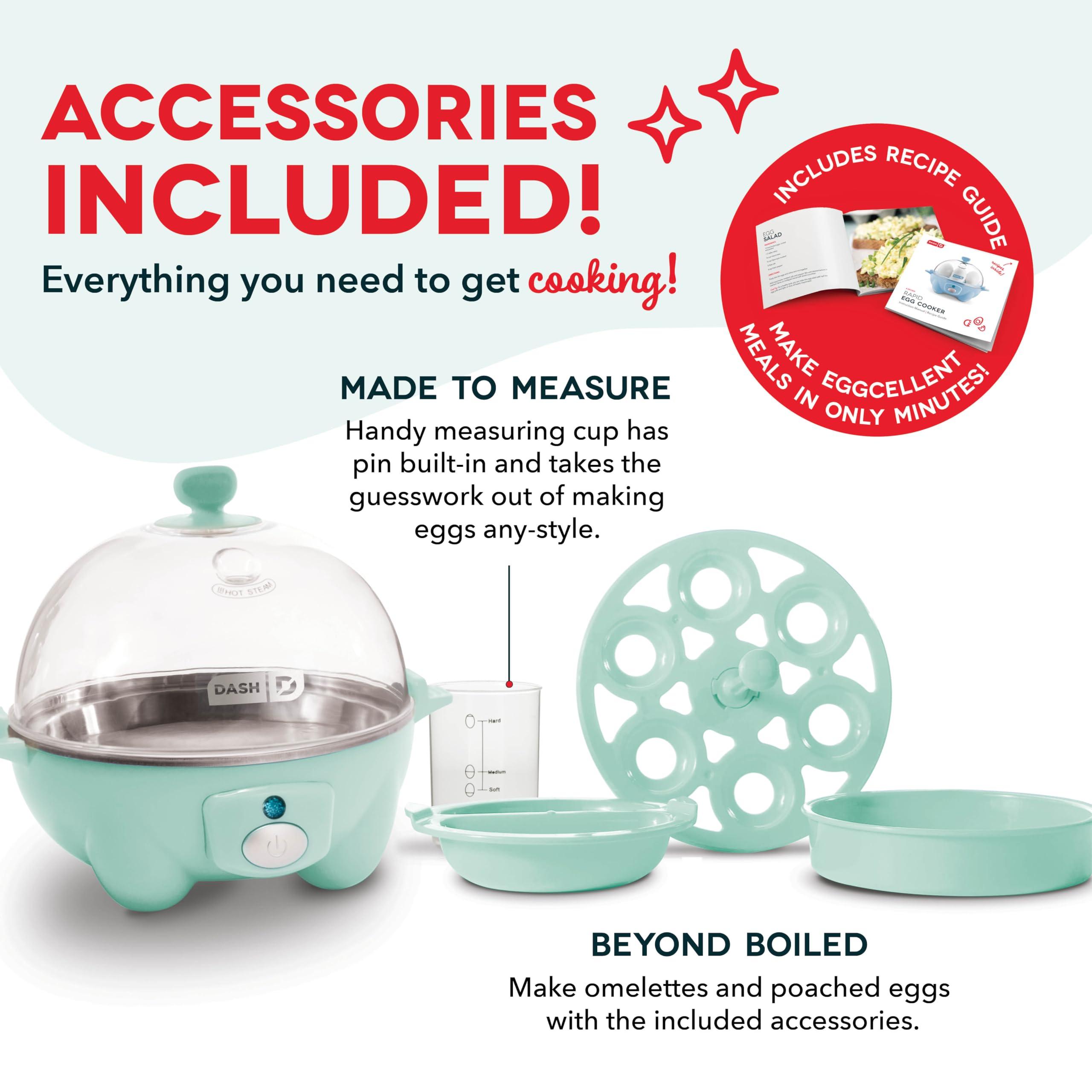 DASH Rapid Egg Cooker: 6 Egg Capacity Electric Egg Cooker for Hard Boiled Eggs, Poached Eggs, Scrambled Eggs, or Omelets with Auto Shut Off Feature - Aqua, 5.5 Inch (DEC005AQ) - Image 5