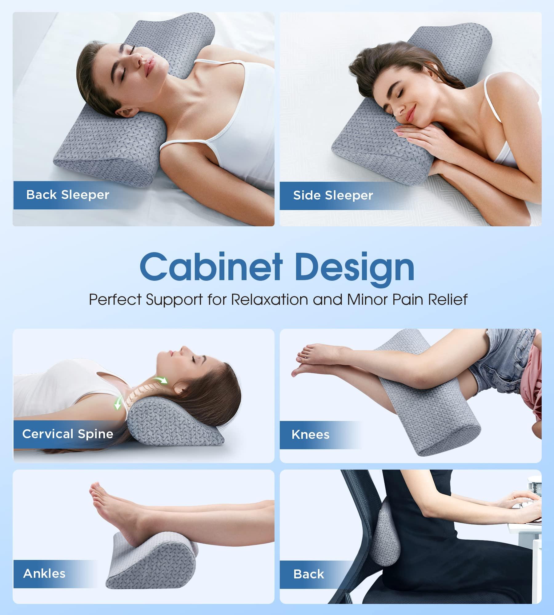 Cervical Neck Pillows for Pain Relief Sleeping, High-Density Memory Foam Pillow Neck for Bolster Support and Shoulder Relaxer, Decompression Devices Orthopedic Roll Pillow for Bed Office - Image 5
