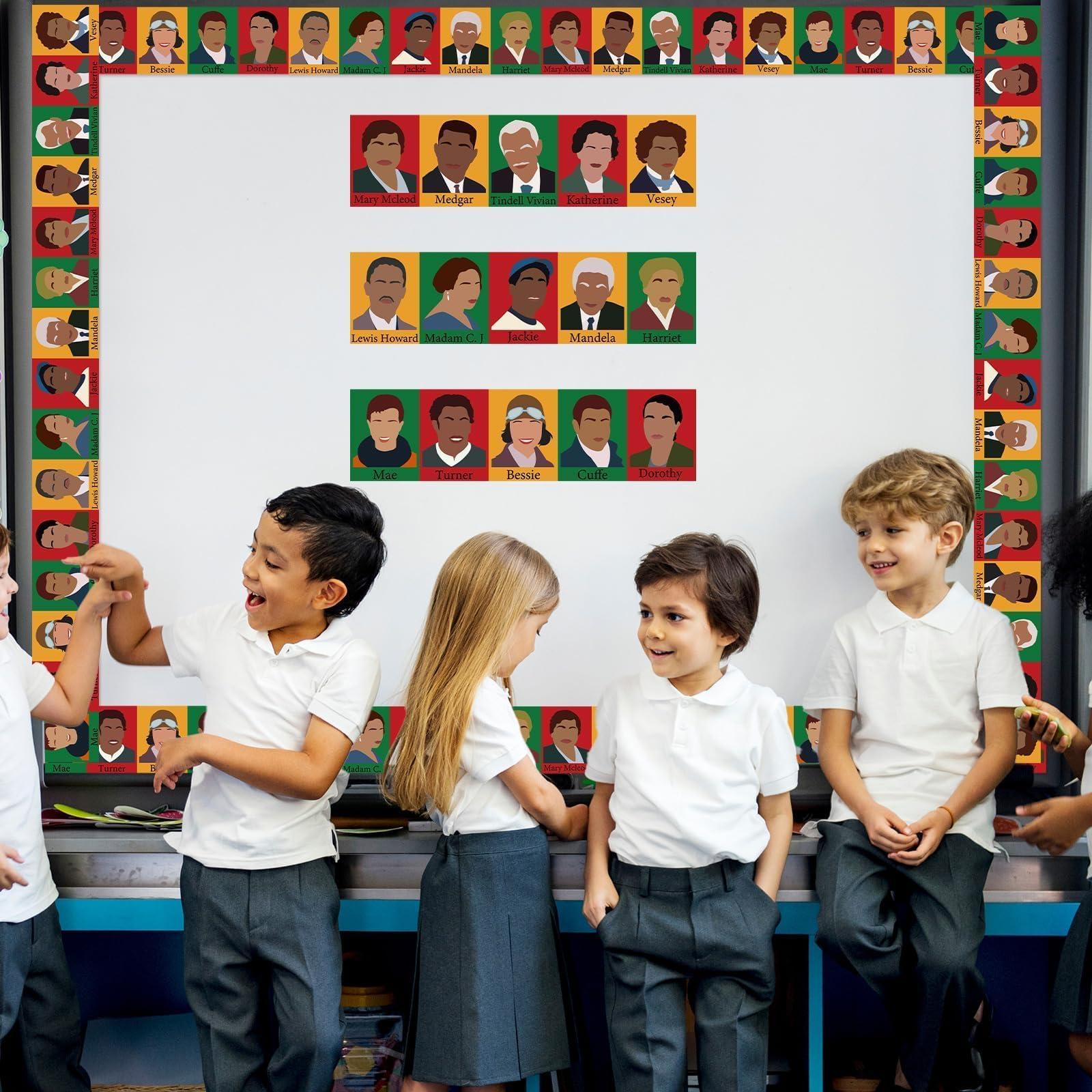 3 Rolls 100Ft African American Bulletin Board Borders Black History Month Celebration Holiday Classroom Bulletin Board Decoration for February Black Pride Party School Office Chalkboard Decor Supplies - Image 2