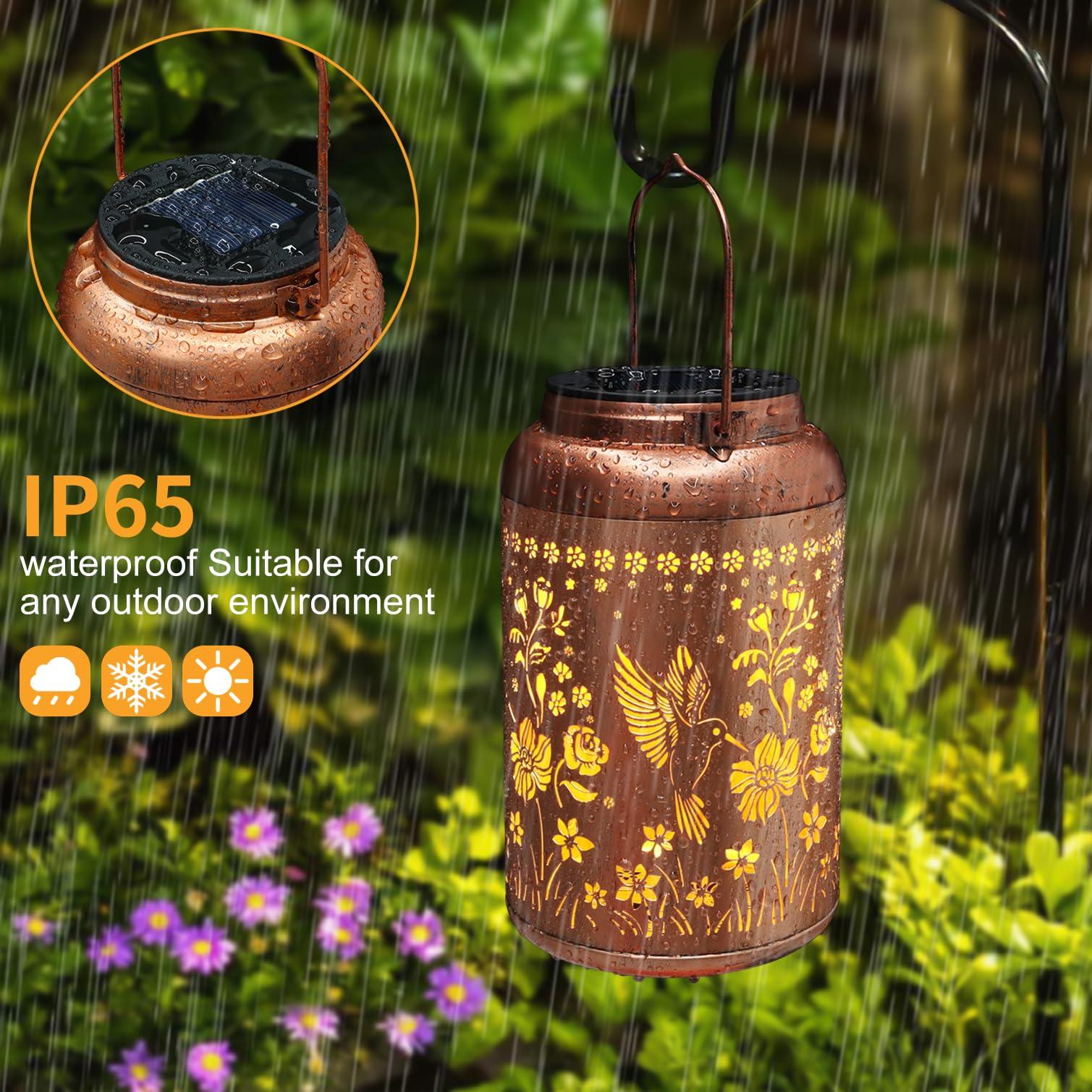 Tepaken Solar Lanterns Outdoor Waterproof Hummingbird Garden Decor Gifts for Women Mom Grandma Hanging Solar Lights Metal Solar Decoration Outside for Yard, Patio, Backyard, Porch - Image 5