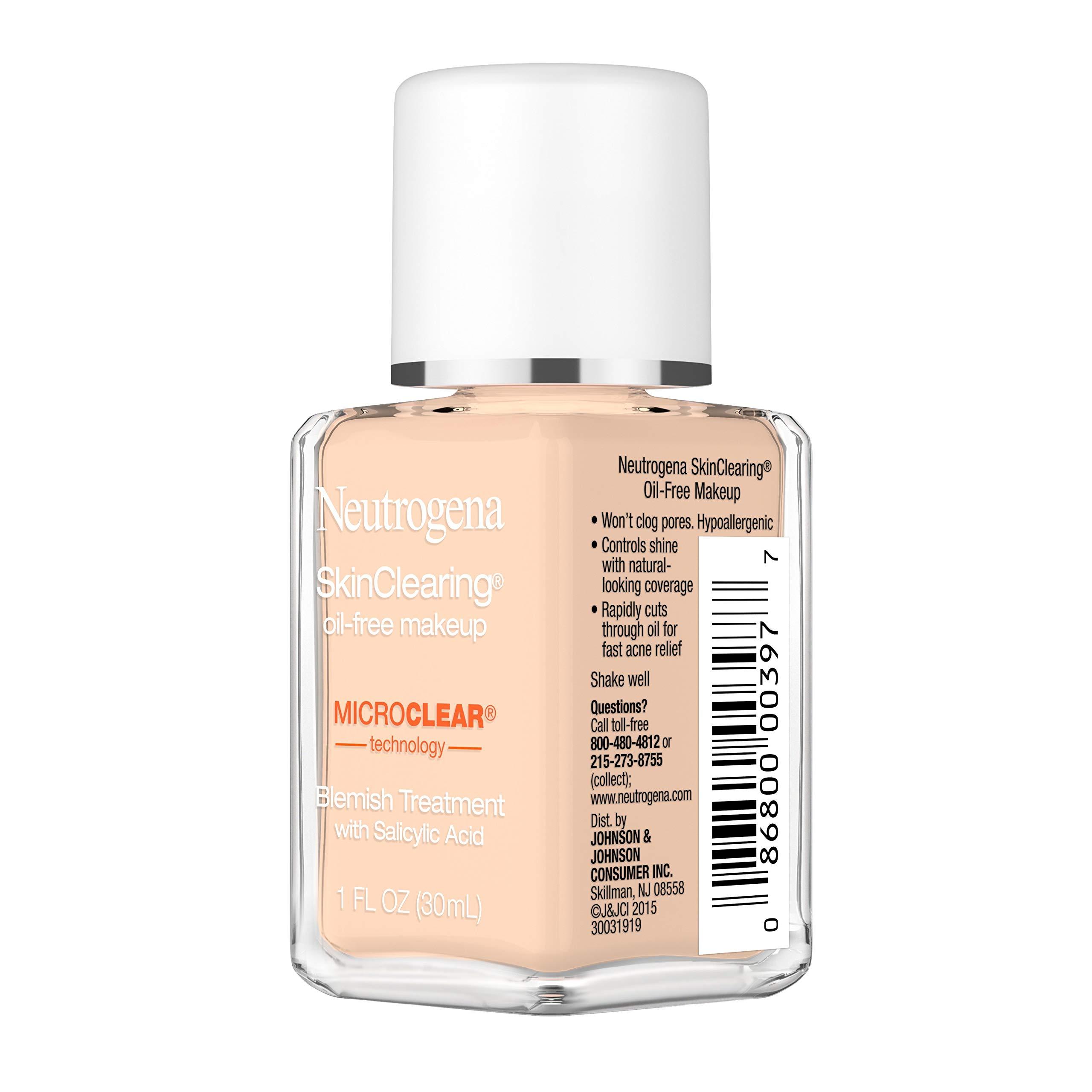 Neutrogena SkinClearing Oil-Free Acne and Blemish Fighting Liquid Foundation with.5% Salicylic Acid Acne Medicine, Shine Controlling Makeup for Acne Prone Skin, 40 Nude, 1 fl. oz - Image 11