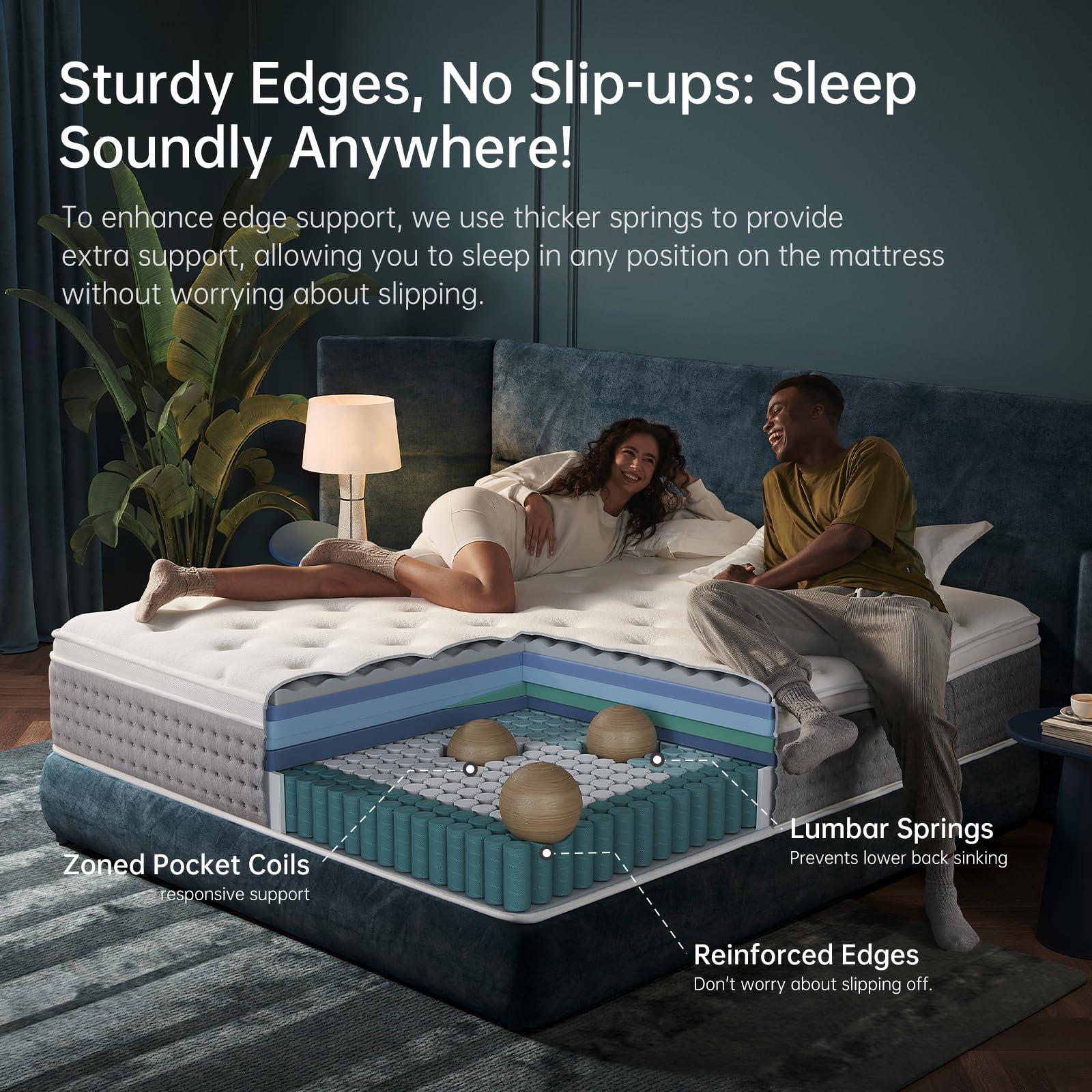 DCOOLAULTRA Twin Mattress 10 Inch,Medium Firm Hybrid with Memory Foam& Individually Wrapped Pocket Coils for Support,CertiPUR-US Certified,Fiberglass-Free - Image 6