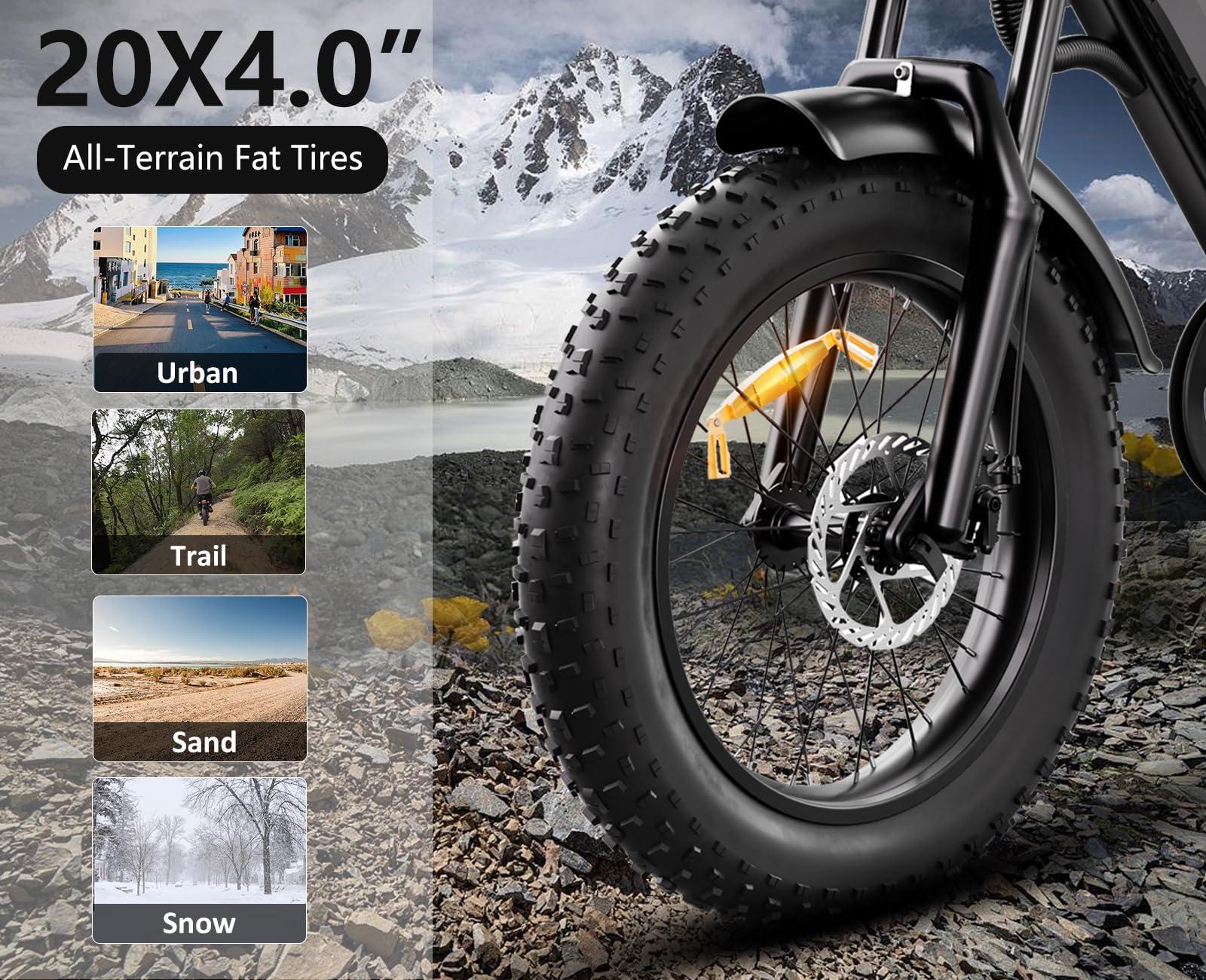 HAPPYRUN Electric Bike for Adults Peak 2000W/1500W Ebike 48V 18Ah Removable Battery E-Bike 60+ Mile 32MPH Top Speed Electric Motorcycle - All Terrain Fat Tire Electric Bike - Image 3