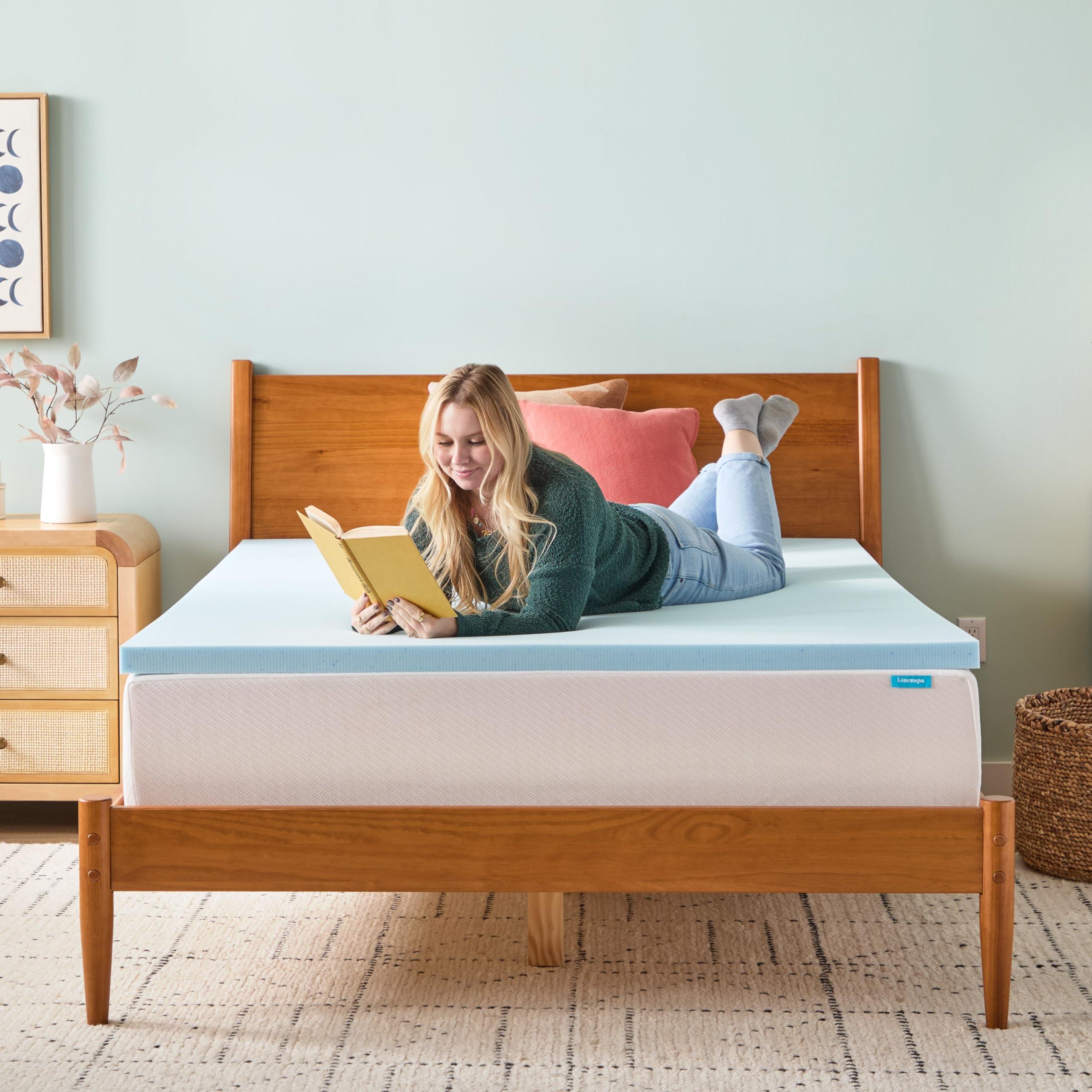 LINENSPA Memory Foam Mattress Topper - 2 Inch Gel Infused Memory Foam - Plush Feel - Cooling and Pressure Relieving - CertiPUR Certified - Dorm Room Essentials - Queen Size - Image 2