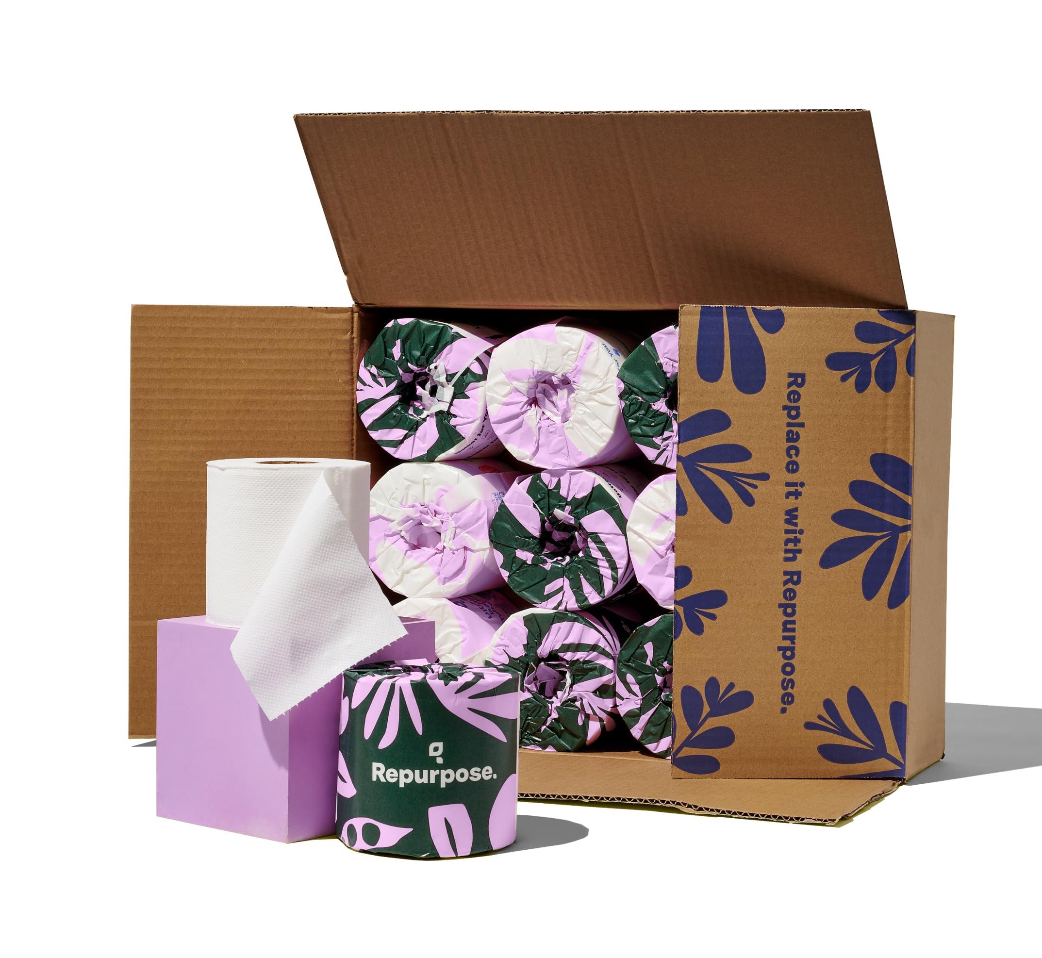 Repurpose 100% Bamboo Toilet Paper, 3-Ply, Tree-Free, Plastic-Free, FSC Certified, Septic Safe, Fast Dissolving, RV-Friendly, 12 Rolls (300 Sheets/Roll), No Fragrance/Dyes