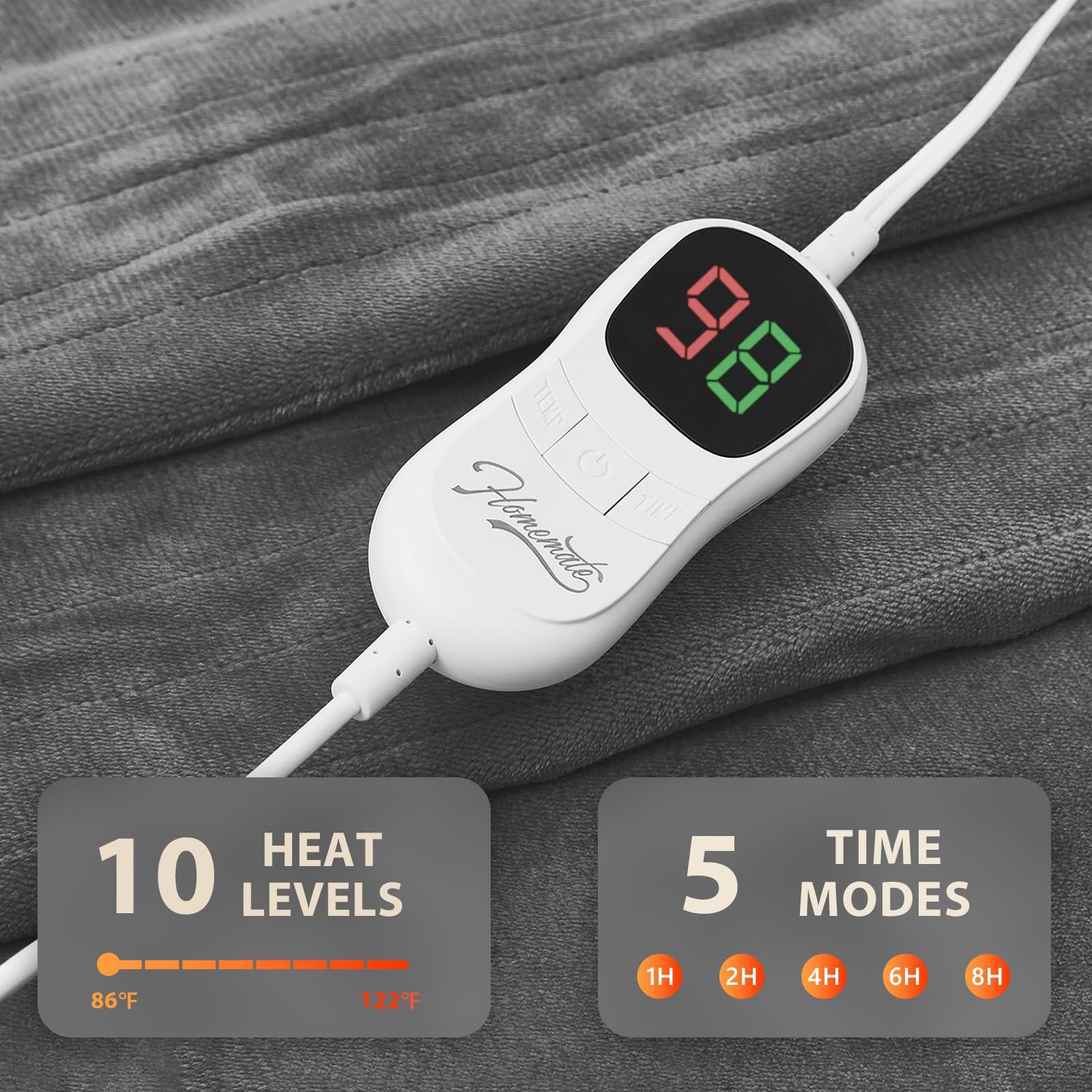 Homemate Electric Heated Blanket Full - 72"x84" Heating Blanket Full Size 1/2/4/6/8 Hours Auto-Off 10 Heat Level Over-Heat Protection Flannel Sherpa Big Heater ETL Certification - Image 5