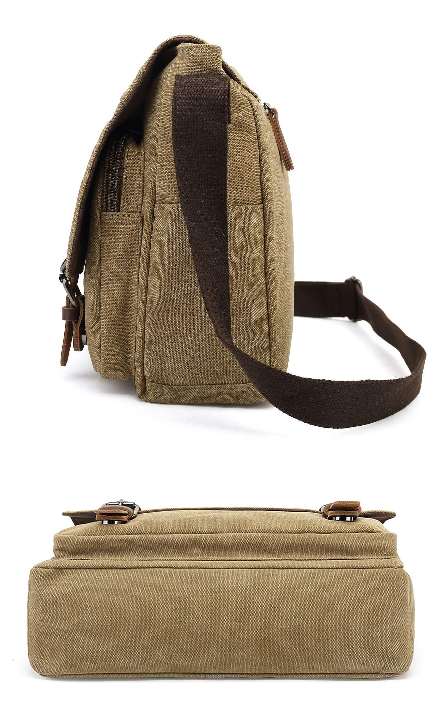 Sechunk Canvas Vintage Messenger Bag Shoulder bag Leather Large Travel Crossbody bags for men women 15inch Laptop - Image 3
