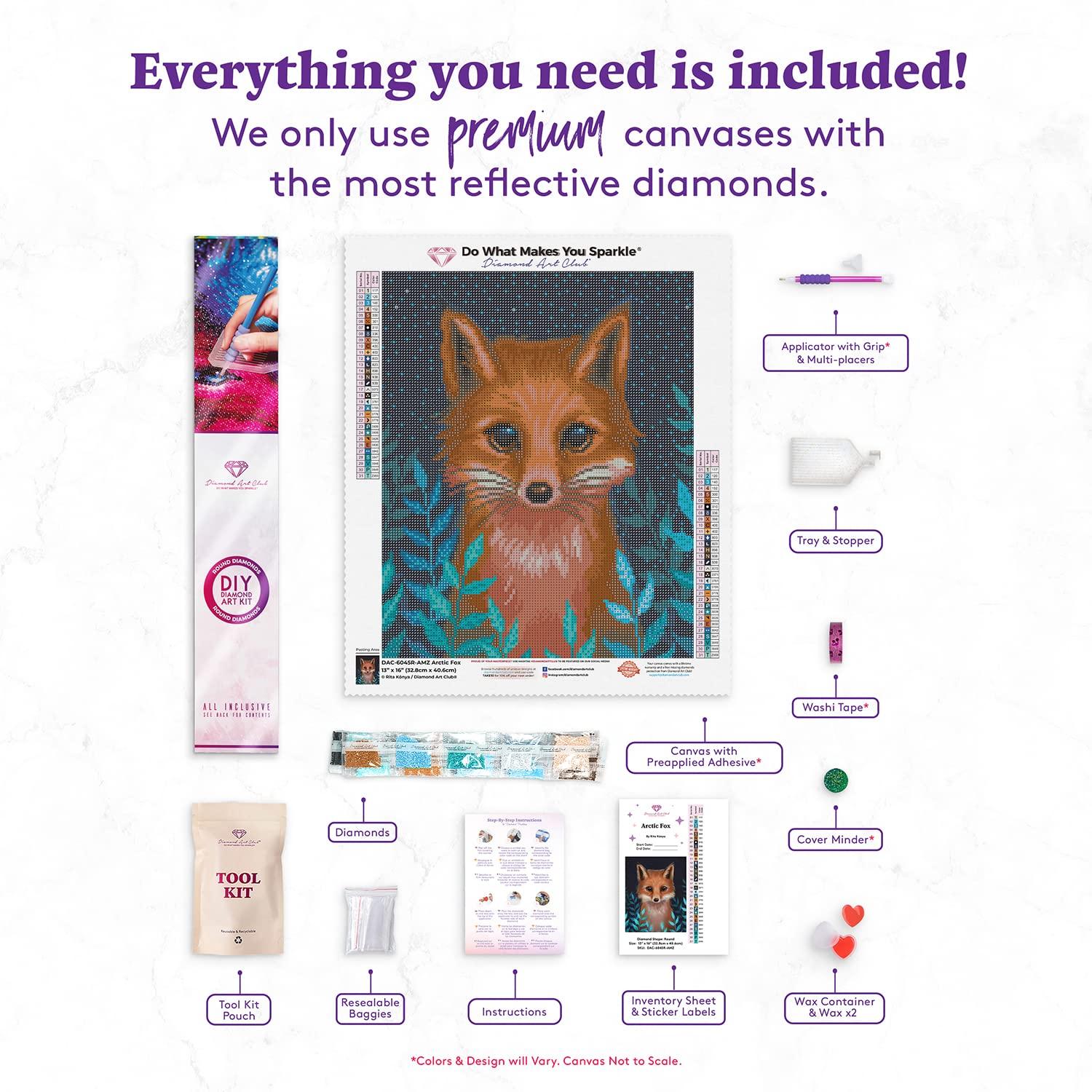DIAMOND ART CLUB Fox Diamond Art Painting Kit, Fun Crafts for Adults and All Ages, Small Diamond Art Canvas for Beginners, 13" x 16" (32.8 x 40.6 cm) - Image 5