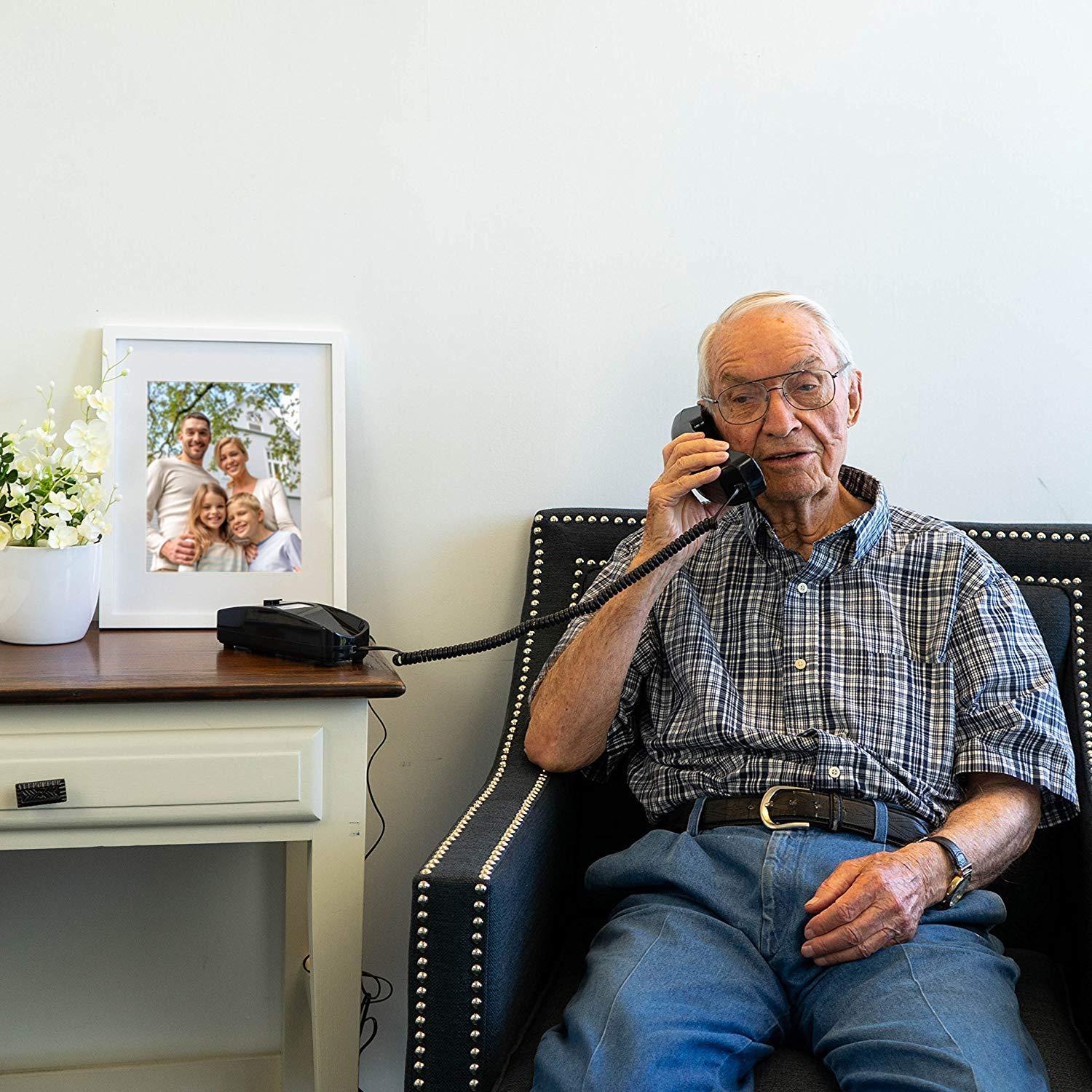 iSoHo Big Button Corded Phone for Seniors – Easy-to-Use Landline with Lighted Keypad, Ergonomic Handset & No Power Needed – Retro Home Phone for Elderly, Visually Impaired & Hard of Hearing, Black - Image 7