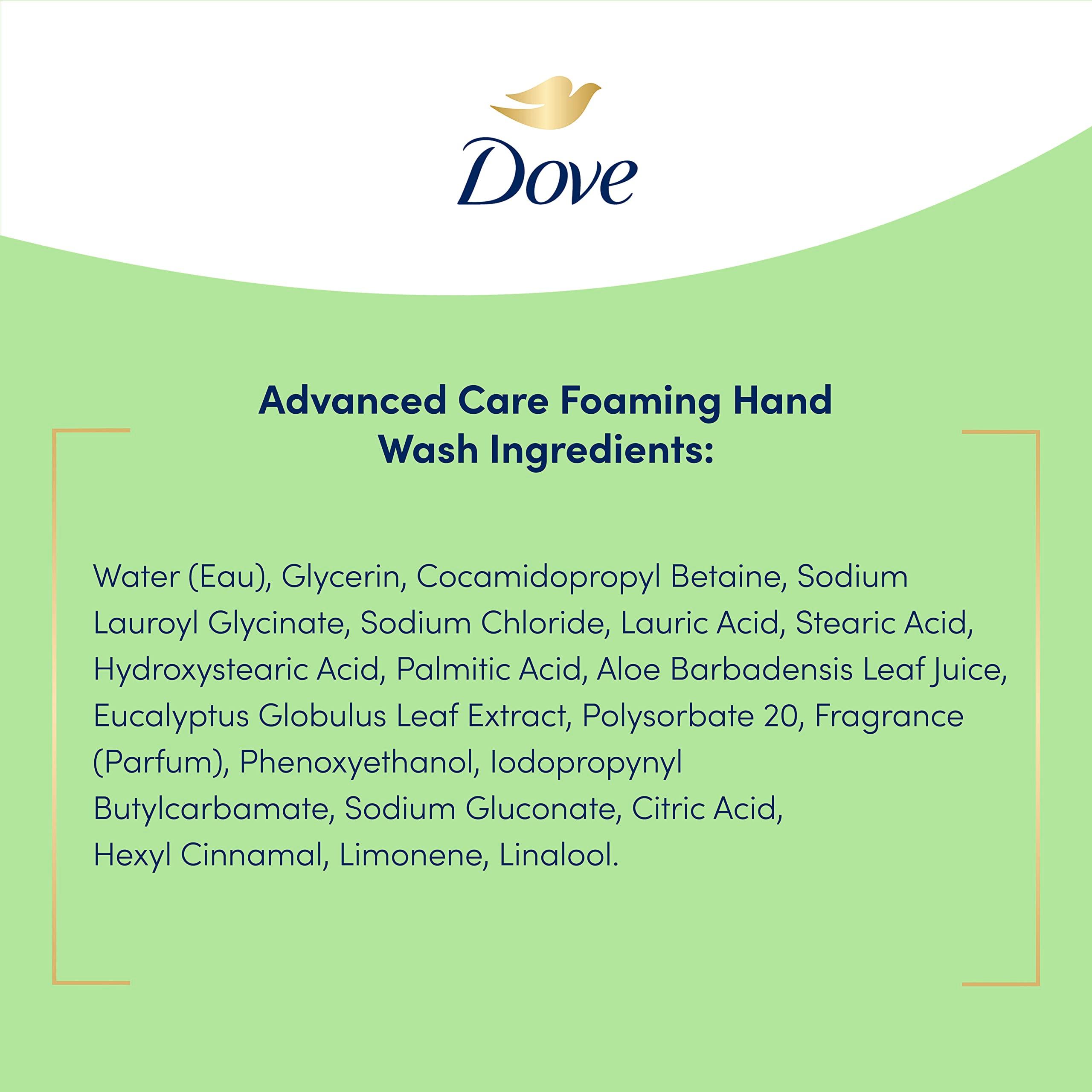 Dove Foaming Hand Wash 4 Count Aloe & Eucalyptus Protects Skin from Dryness, More Moisturizers than the Leading Ordinary Hand Soap, 10.1 oz - Image 9