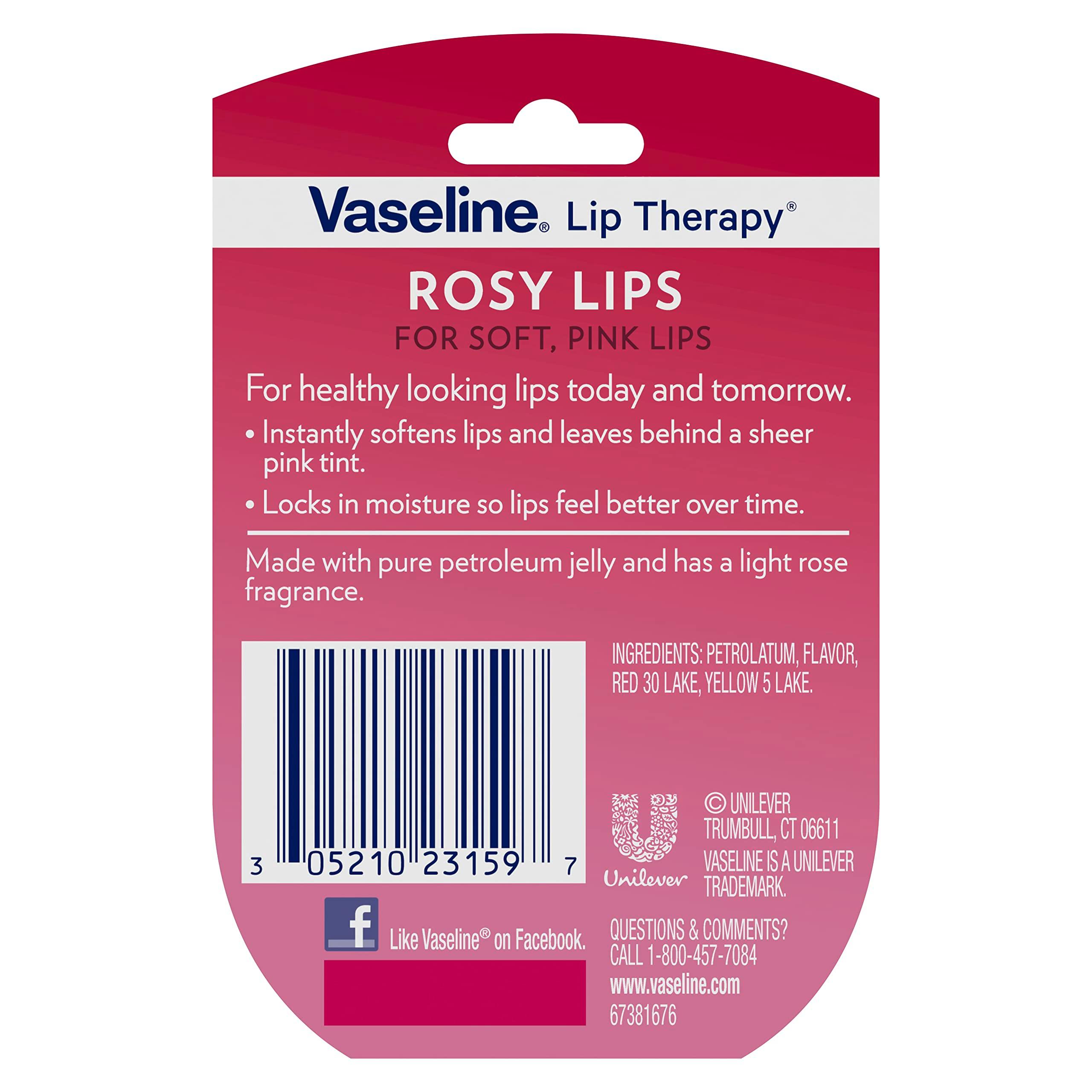 Vaseline Lip Therapy Rosy Lips 6-Pack – Moisturizing Lip Balm for Very Dry Lips in Mini Jars, 0.25 Oz Ea - Image 3