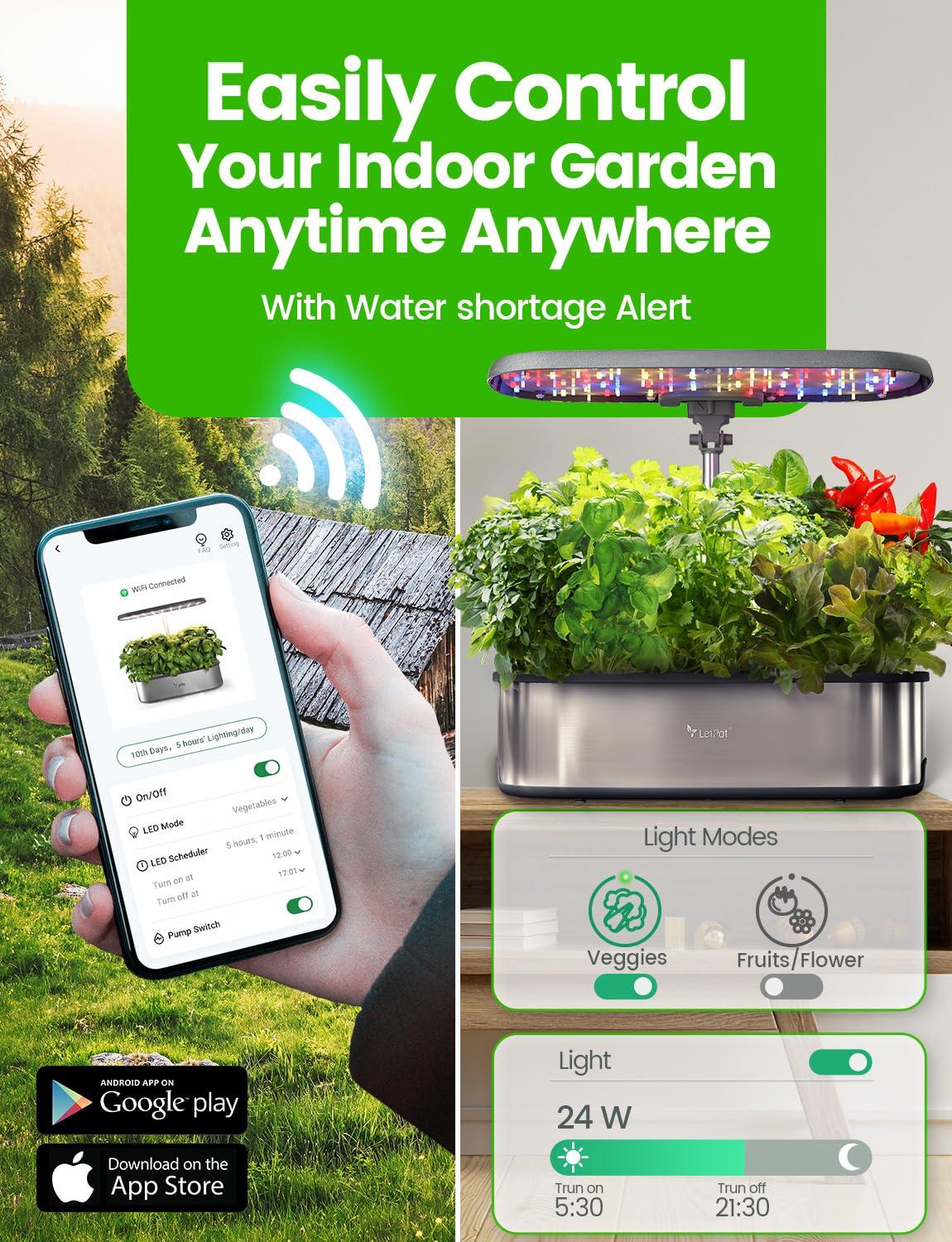 LetPot LPH-SE Hydroponics Growing System, 12 Pods Smart Herb Garden Kit Indoor, Indoor Garden, APP & WiFi Controlled, with 24W Growing LED, 5.5L Water Tank, Pump System, Automatic Timer - Image 3