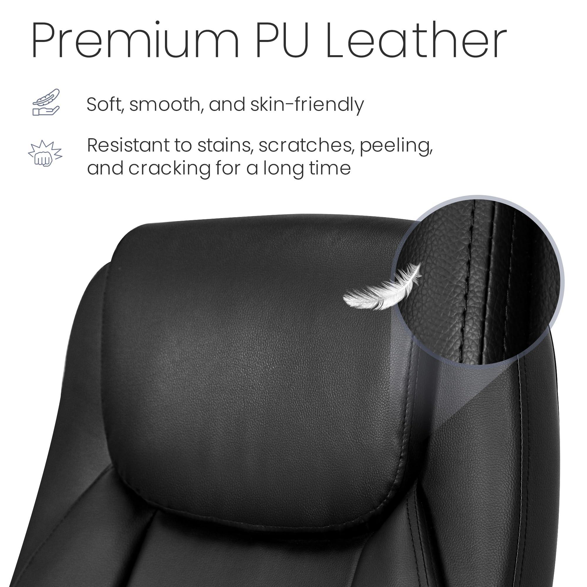 NEO CHAIR Ergonomic Office Desk Gaming Computer Chair Executive High Back Support Flip-up Arms Adjustable Height Swivel Rolling Wheels Comfy PU Leather for Home (Black) - Image 5