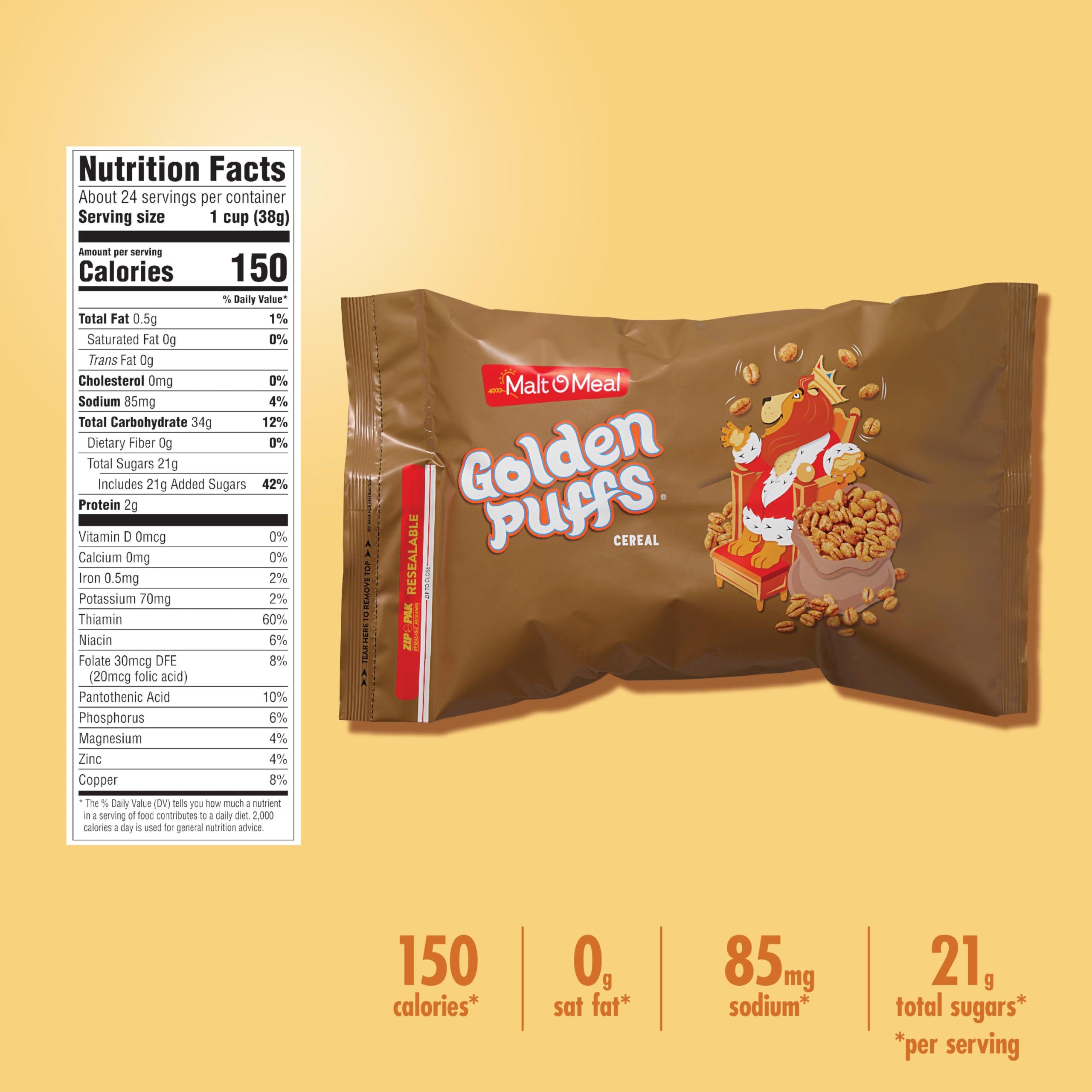 Malt-O-Meal Golden Puffs Sweetened Puffed Wheat Breakfast Cereal, Bulk Family Size, 32 oz Resealable Bag - Image 6