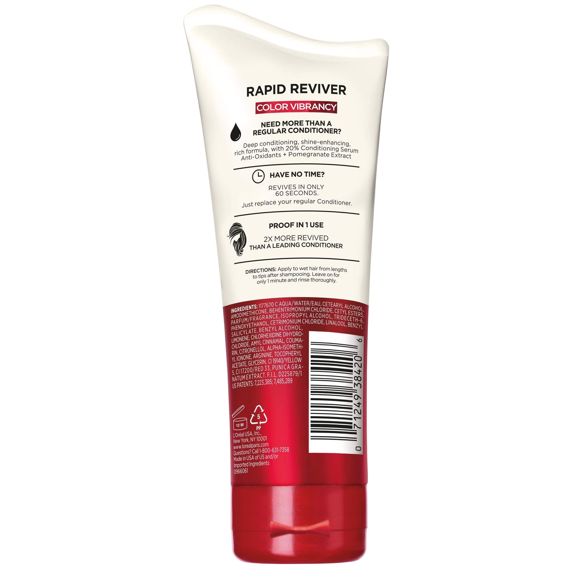 L’Oréal Paris Elvive Color Vibrancy Rapid Reviver Deep Conditioner, Repairs Damaged Color-Treated Hair, No Leave-In Time, with Damage Repairing Serum and Antioxidants, 6 oz. - Image 2