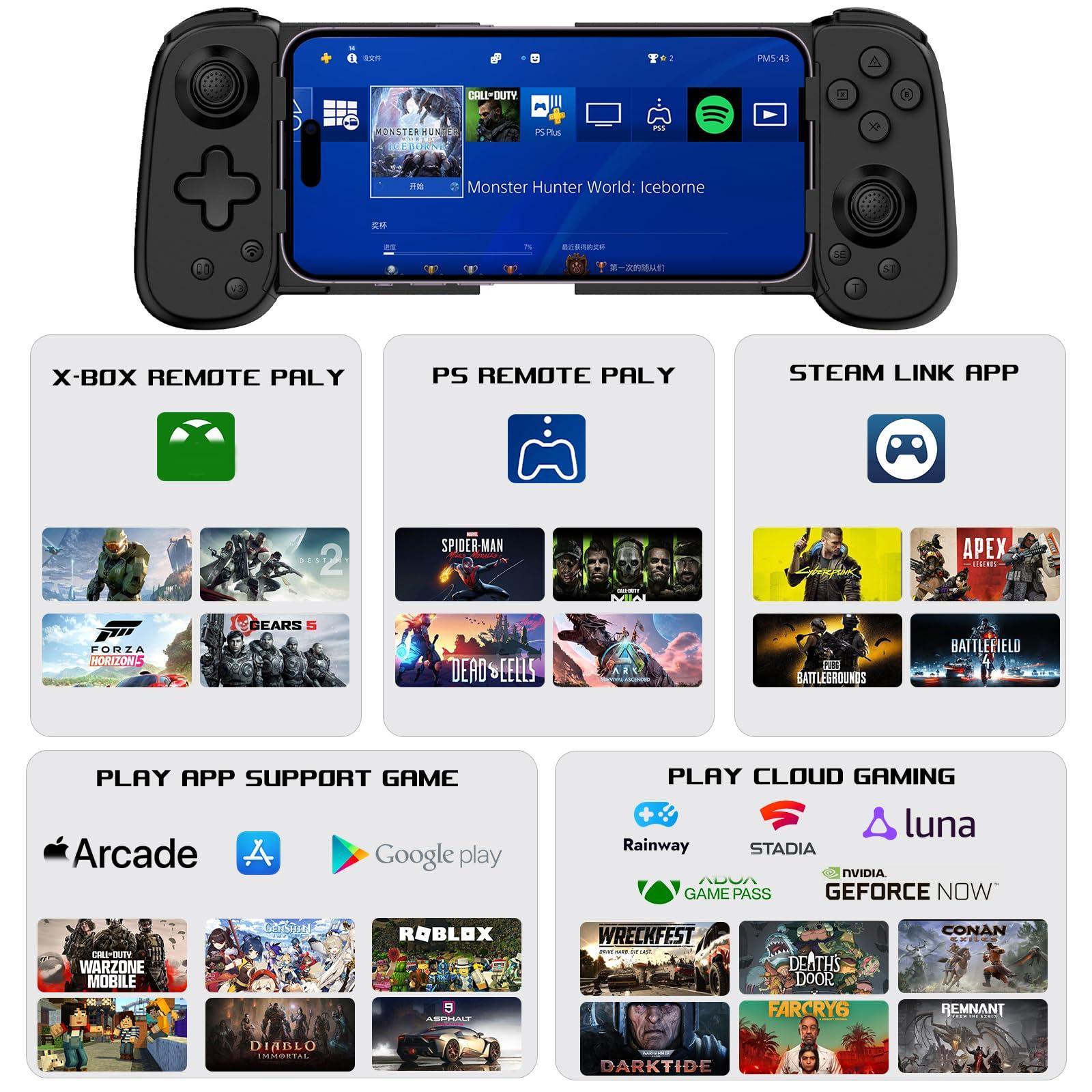 arVin Mobile Gaming Controller for iPhone 16/15/14/iPad/Android Phone/Tablet/Switch, PS Remote Player Gamepad for PS5/PS4/Xbox/PC, Wireless Joystick Play Cloud Gaming, Arcade Mfi Games, CODM, Roblox - Image 3