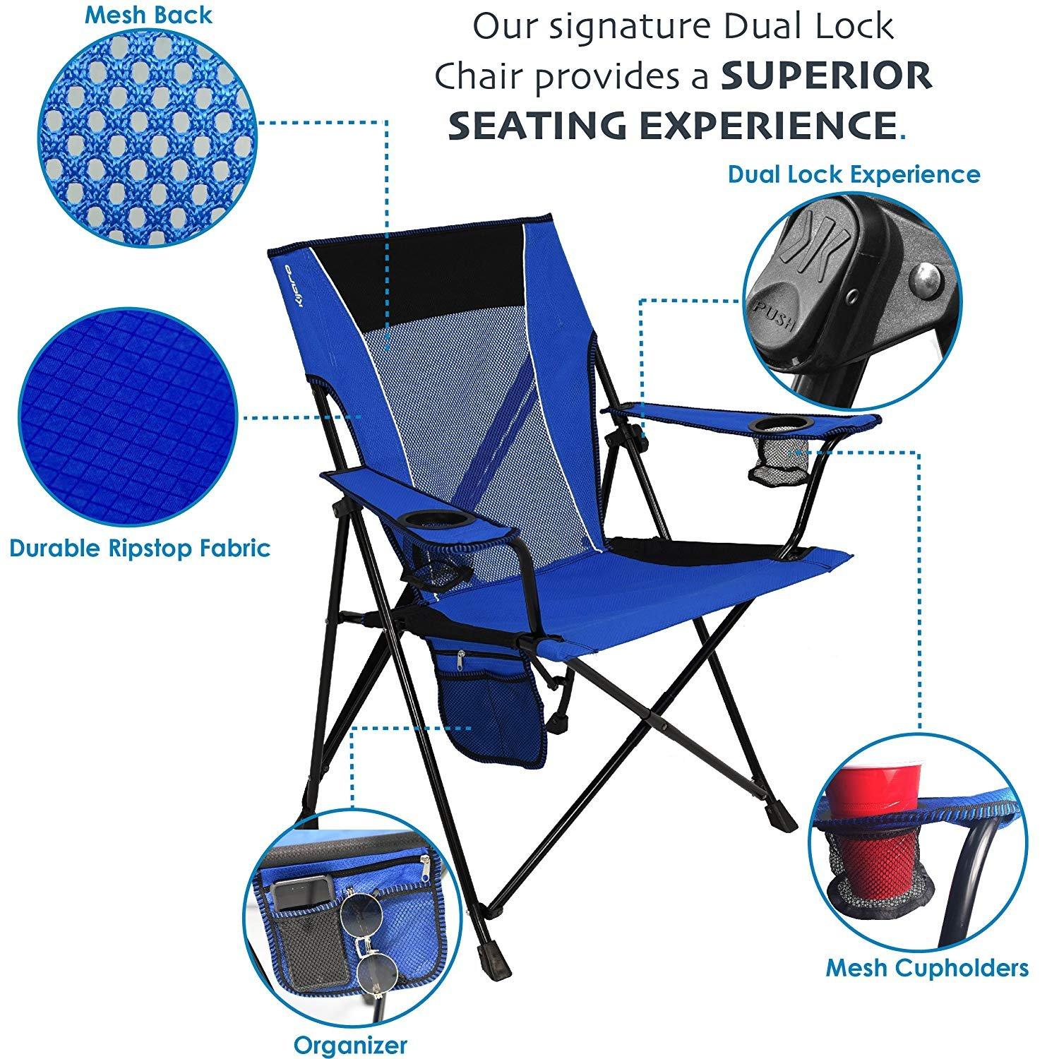 Kijaro Dual Lock Folding Camp Chairs - Versatile for Sports, Outdoors & Lawns - Locks Positions - Maldives Blue - Image 3