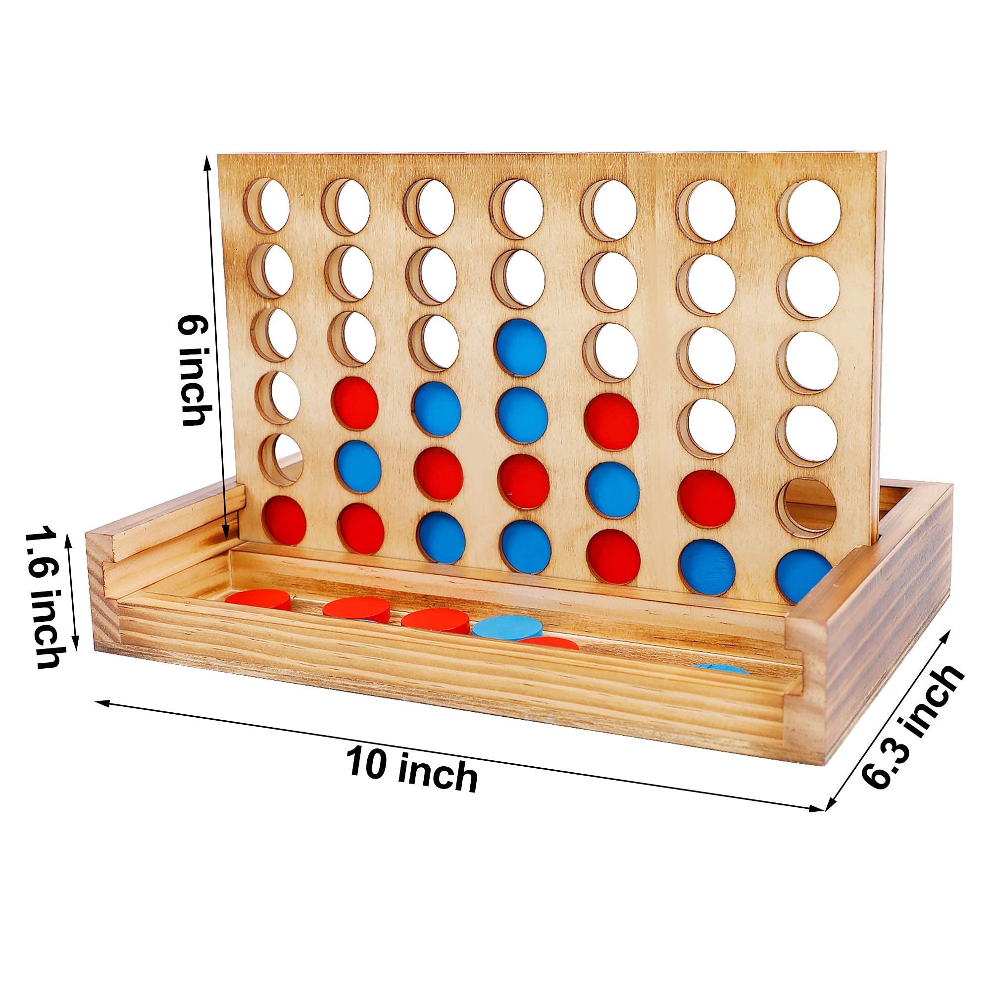 Glintoper Tic Tac Toe & 4 in a Row Table Games Set - Rustic Decor Wood Strategy Board Games for Families - Image 4
