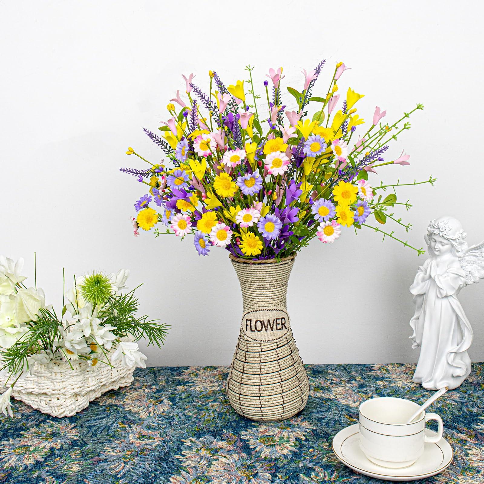 JINGHONG Artificial Spring Flowers 12 Pack Floral Picks 17” Flower Stems with Forsythia and Green Leaves for Spring Summer Flower Arrangements Centerpieces Indoor Outdoor Decorations - Image 5