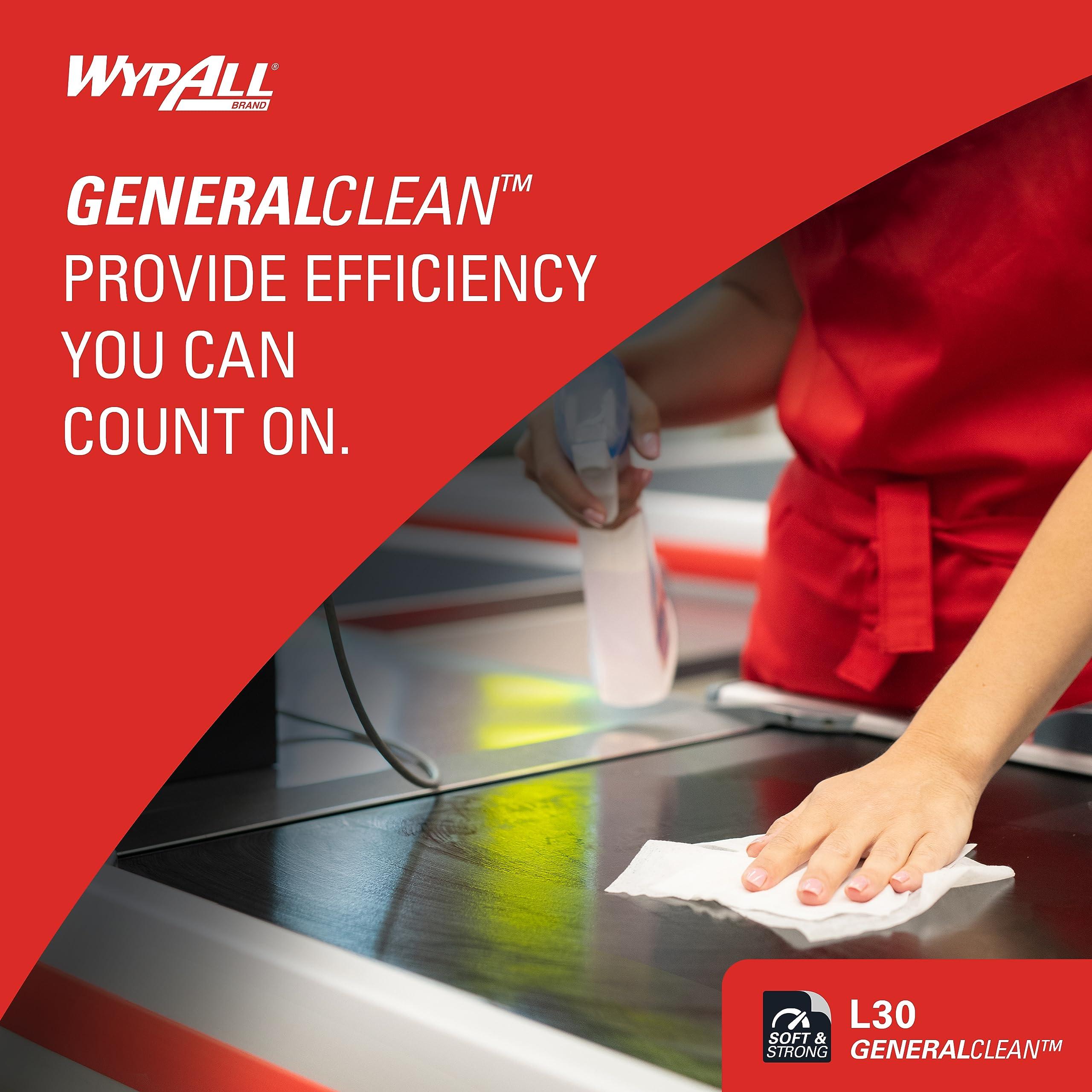 WypAll GeneralClean L30 Cloths Heavy Duty Cleaning Wipes (05812), Quarterfold, Strong and Soft Bulk Paper Wipers, White (12 Packs of 90 Sheets, 1,080 Sheet Total) - Image 4