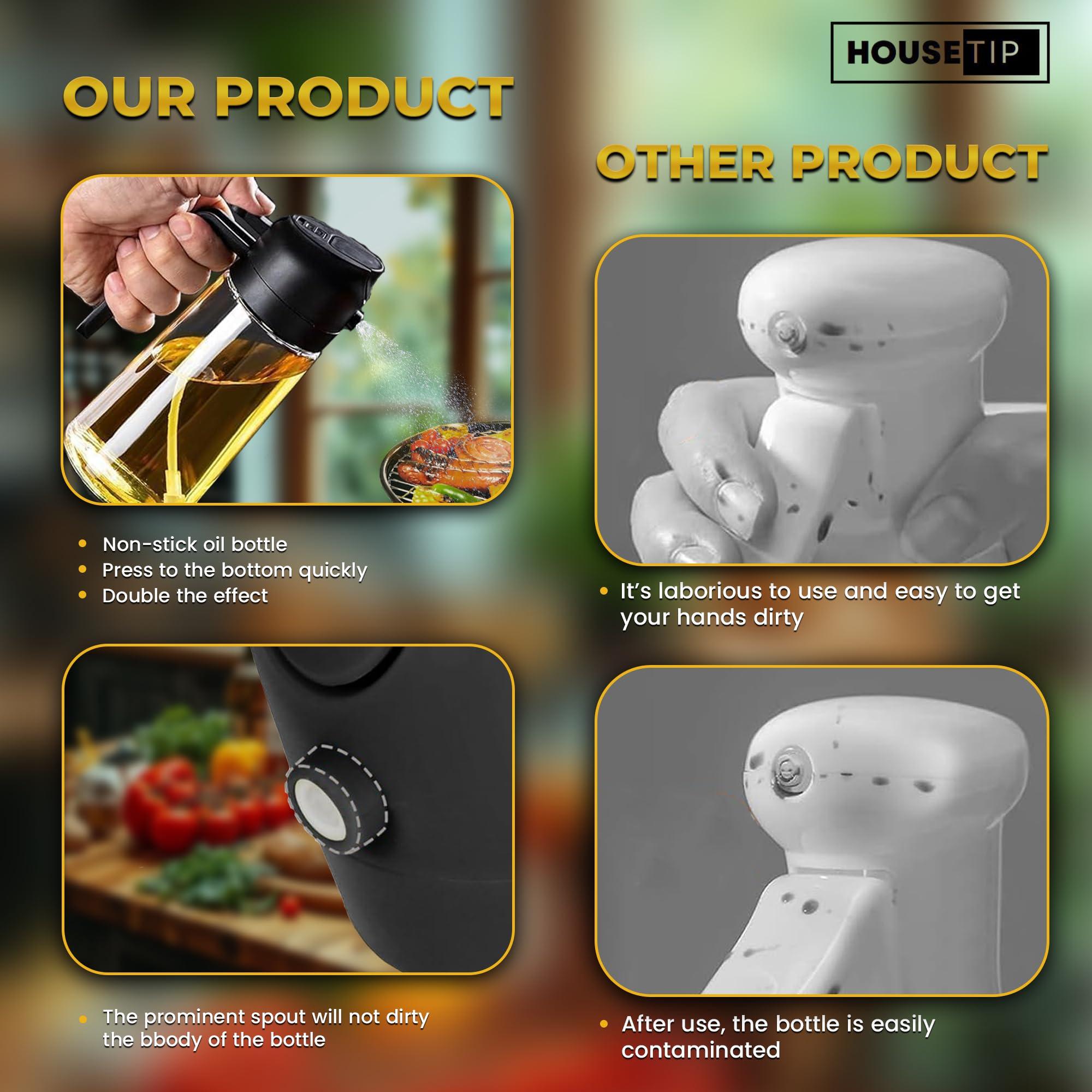 Housetip Oil Dispenser For Kitchen, 2 in 1 Glass Olive Oil Dispenser Bottle Spray And Pour, 16.9 Oz/500ml & Oil Sprayer For Cooking, Prefect For Air Fryers, Salad Dressing, BBQ and Grilling - Image 8